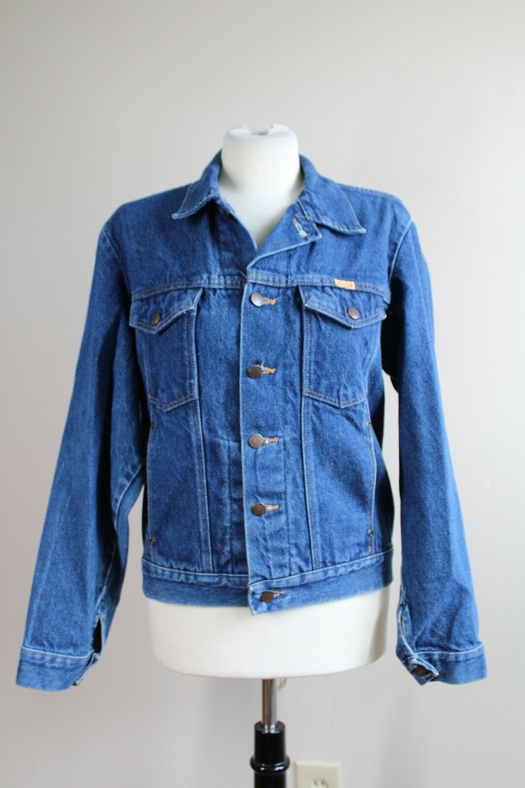 Vtg Rustler M Blue 13 oz Denim Jean Button-Front Jacket Unisex SJ2