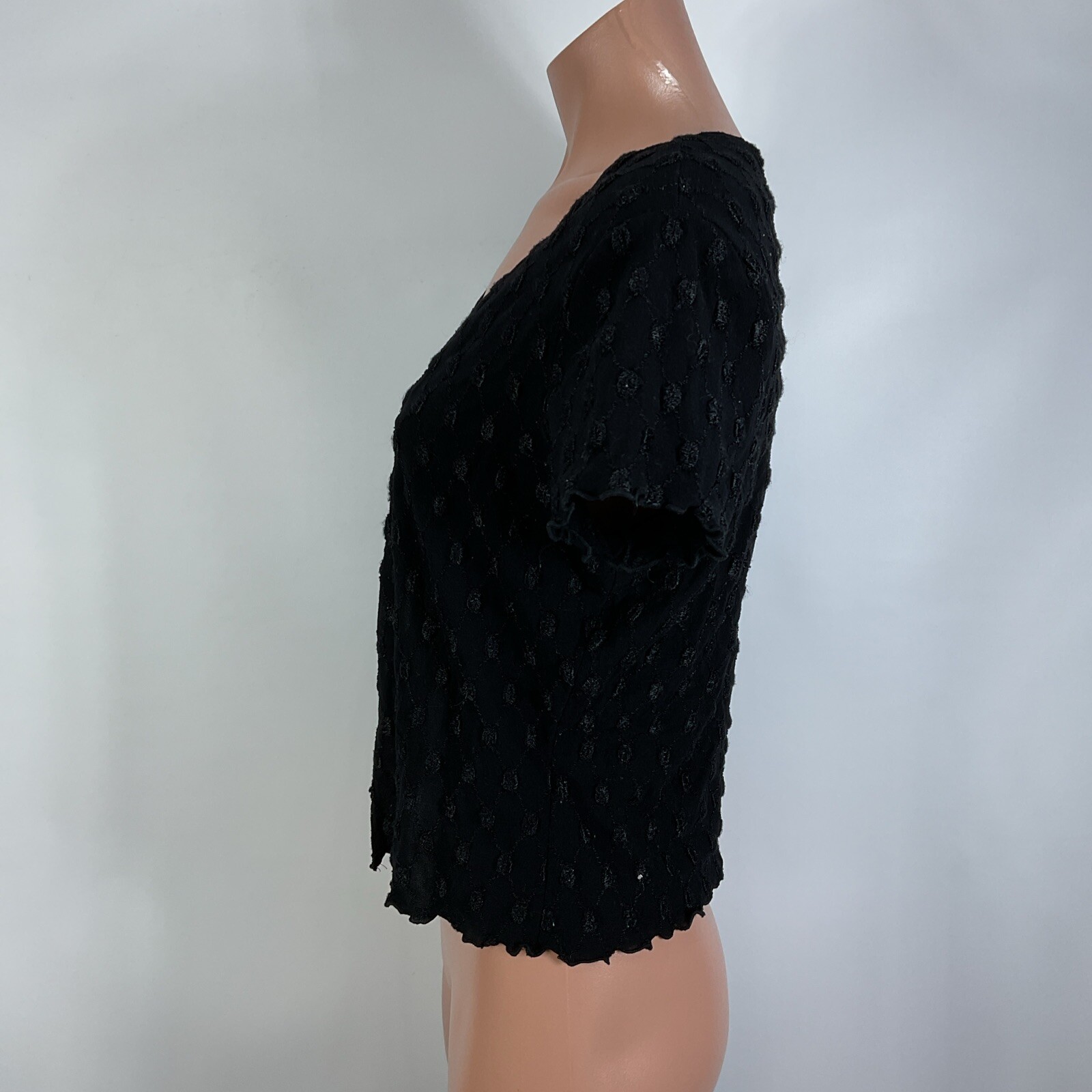Y2K Vintage Bolero Shrug Crop Cardigan Sweater L Black Boho Fairy Grunge USA