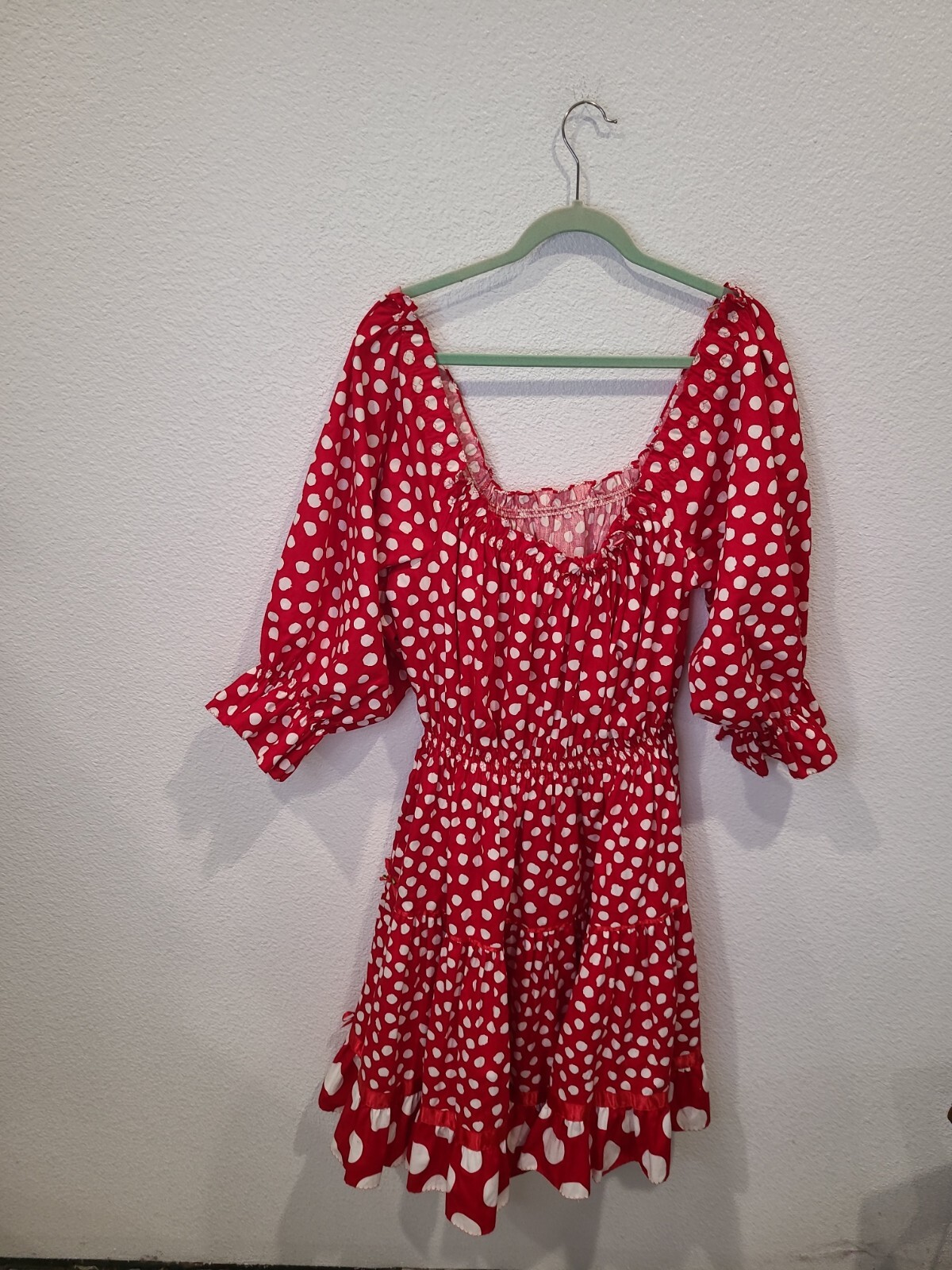 Vintage Anna Konya Cottagecore Gypsy red & white Polka-dot Dress Minnie mouse LG