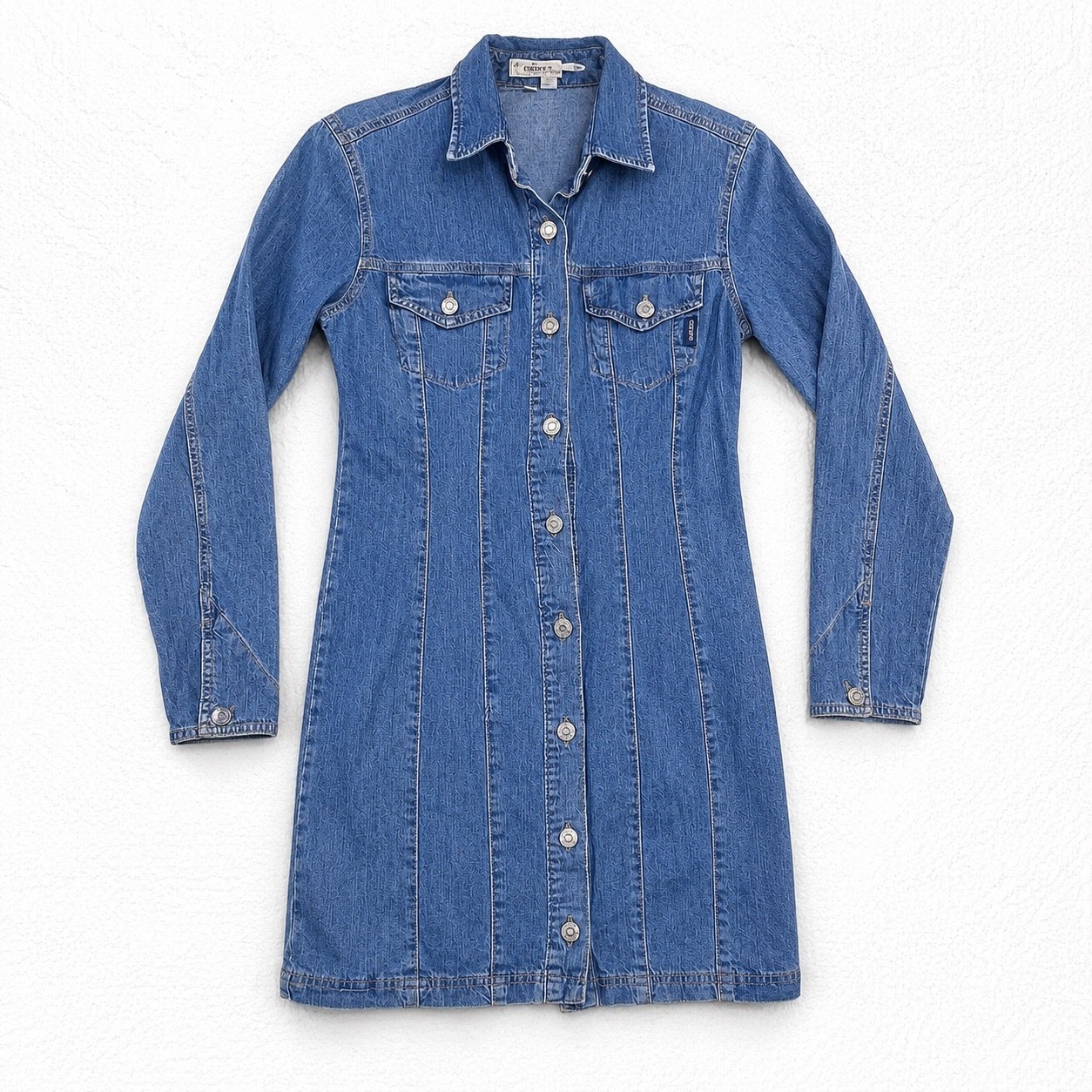 Vintage Guess Jeans USA Denim Mini Dress Medium Wash Button Front Siz 9 Made USA