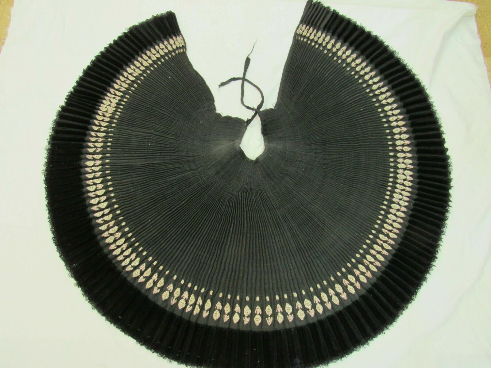 17-18th C. RARE ANTIQUE Folk costume SKIRT, EMBROIDERED GOLD TINSEL PLEATED