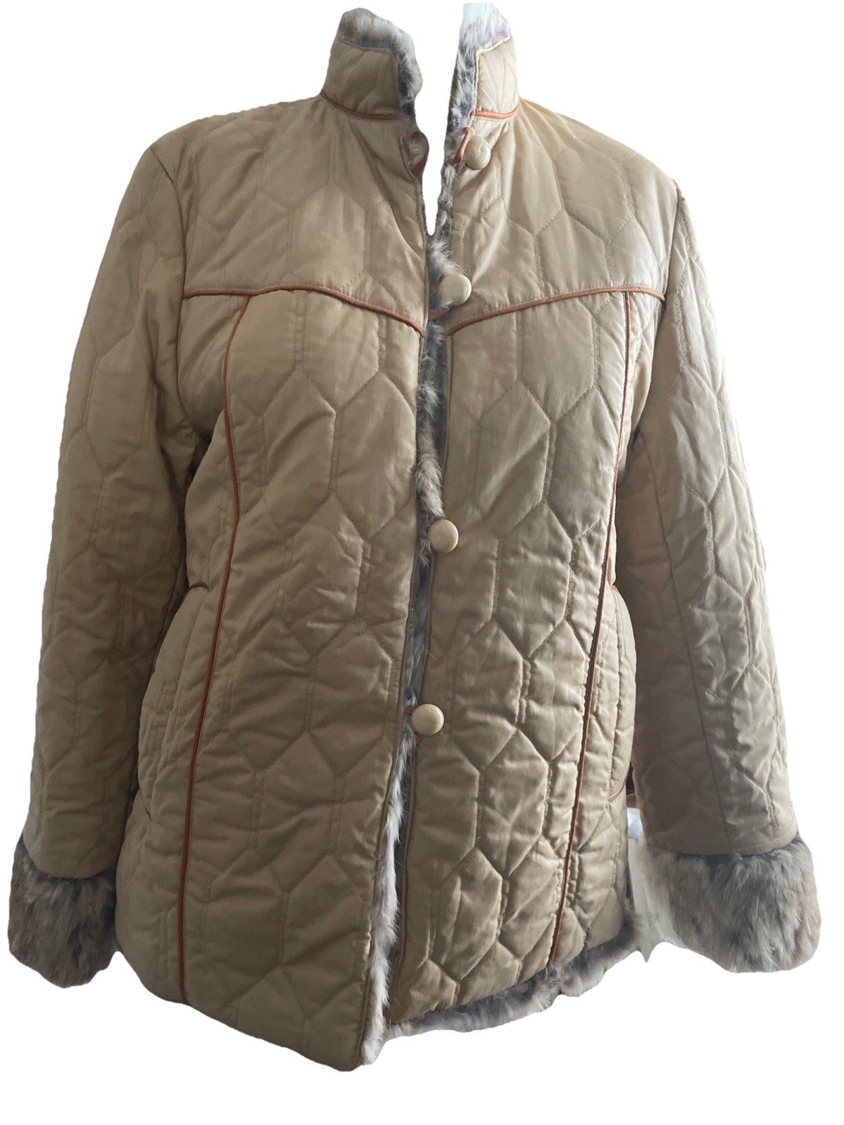 VTG 70s 80s Made in Hong Kong Reversible Rabbit Fur Coat Jacket Women’s Sz S