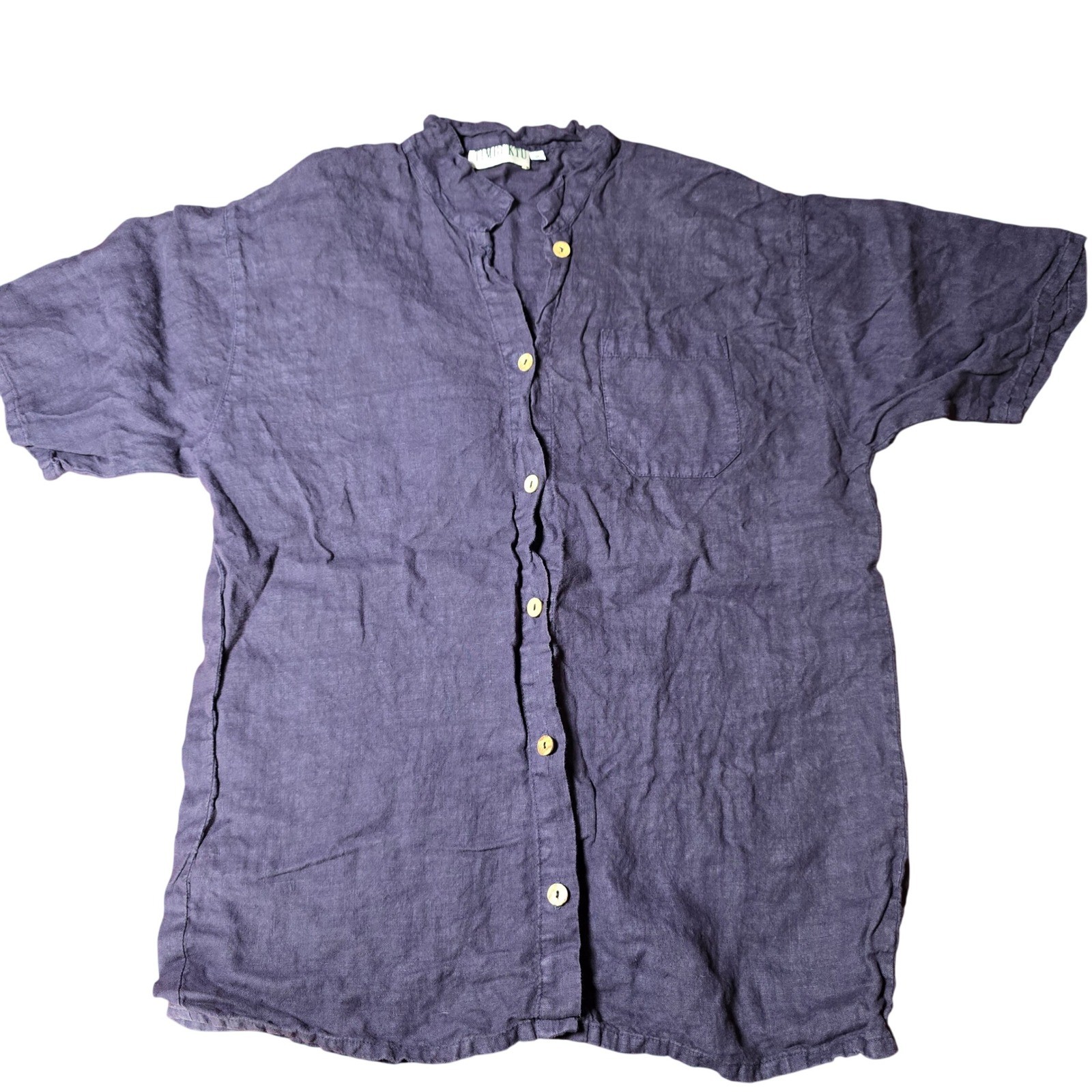 Vintage Timbuktu Station Purple Textured Short Sleeve Shirt Size 2 Button Up