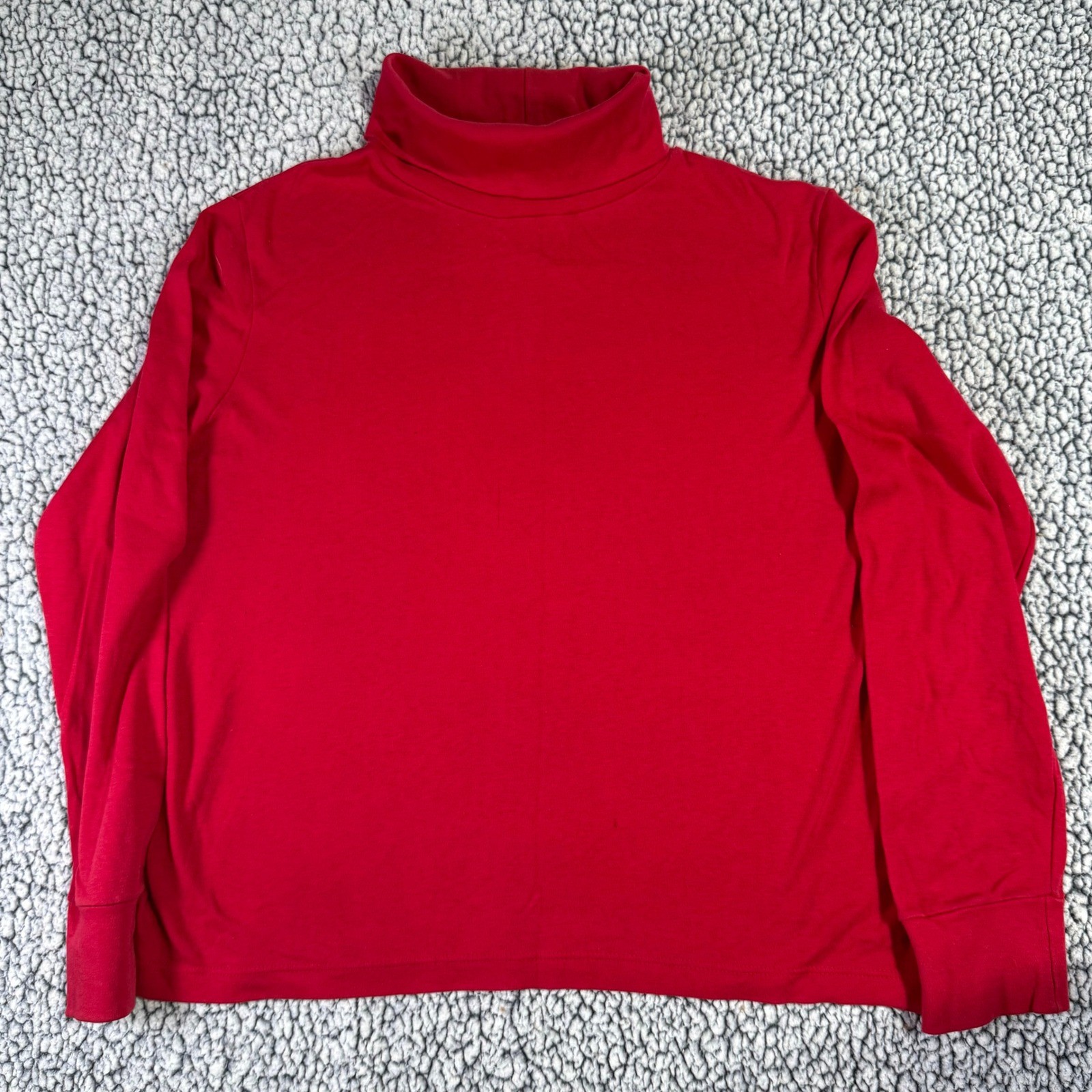 Vintage Sears Perma-Prest Red Turtleneck Top 100% Cotton Long Sleeve Womens