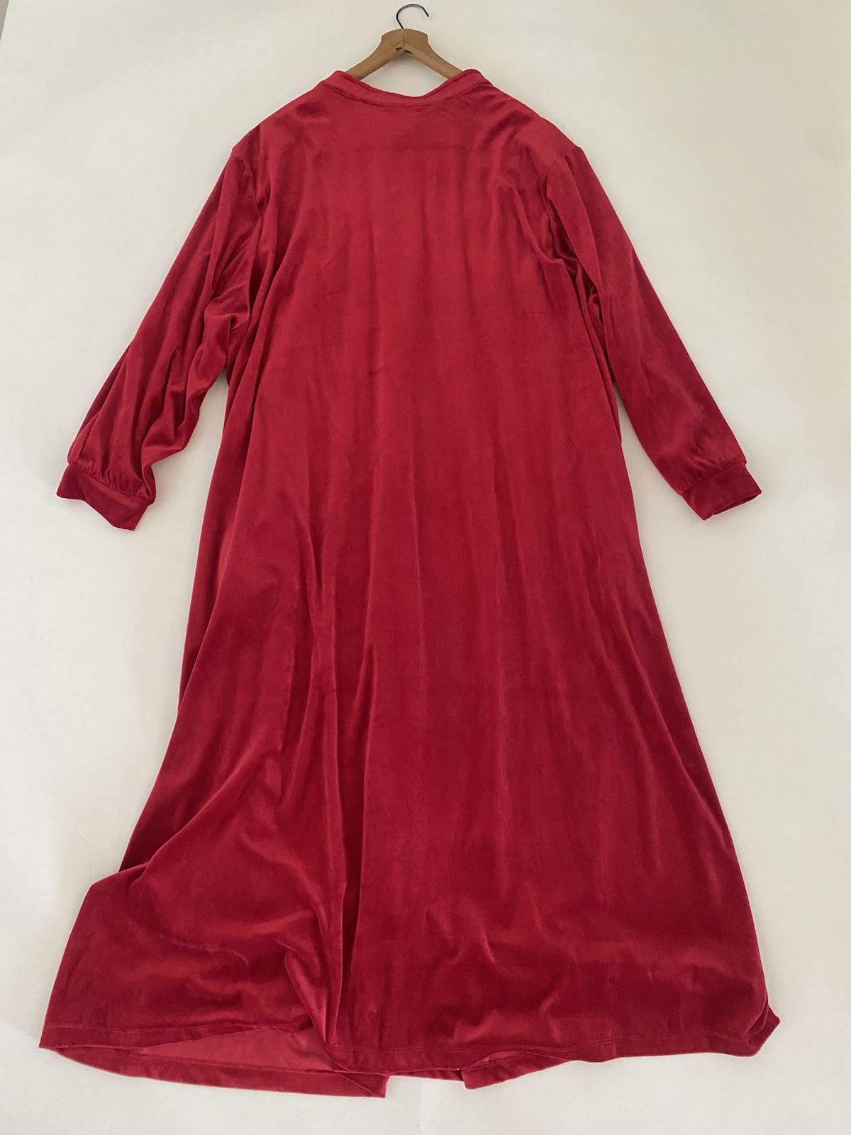 Vintage 90s Robe House Dress Red Heavy Velvet Only Necessities Sz 5X 38 / 40 EUC