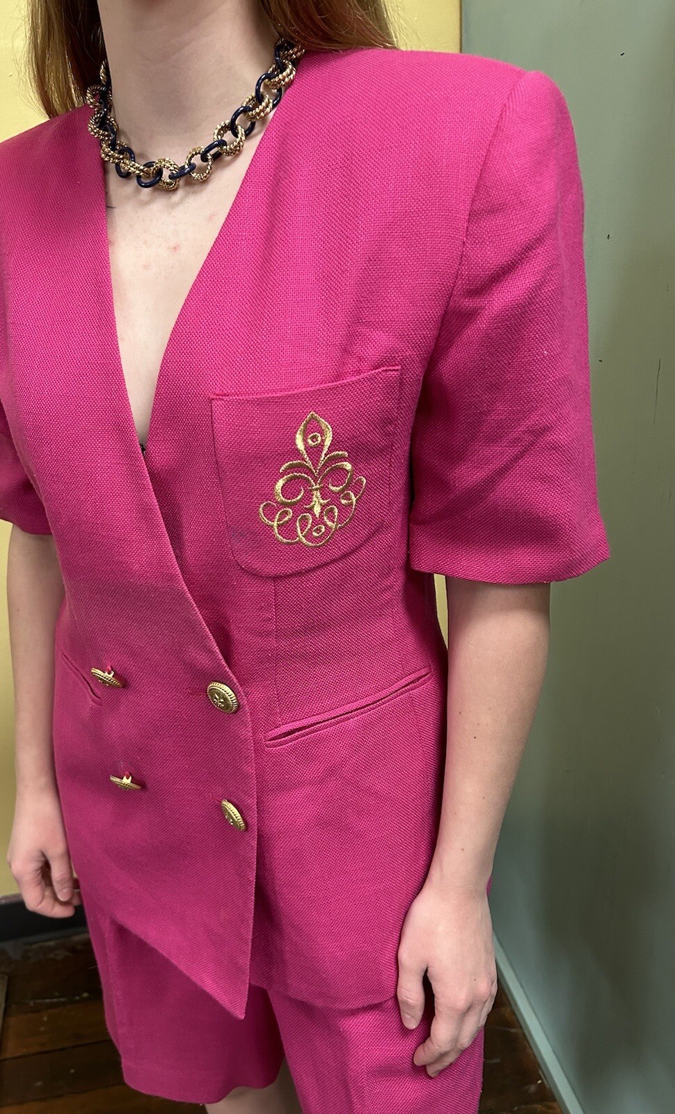 Vintage 80’s Gilmor Pink Short Suit Size 6p