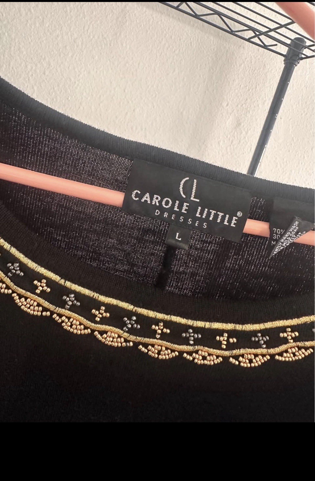 90’s Deadstock Elegant Black And Gold Dress