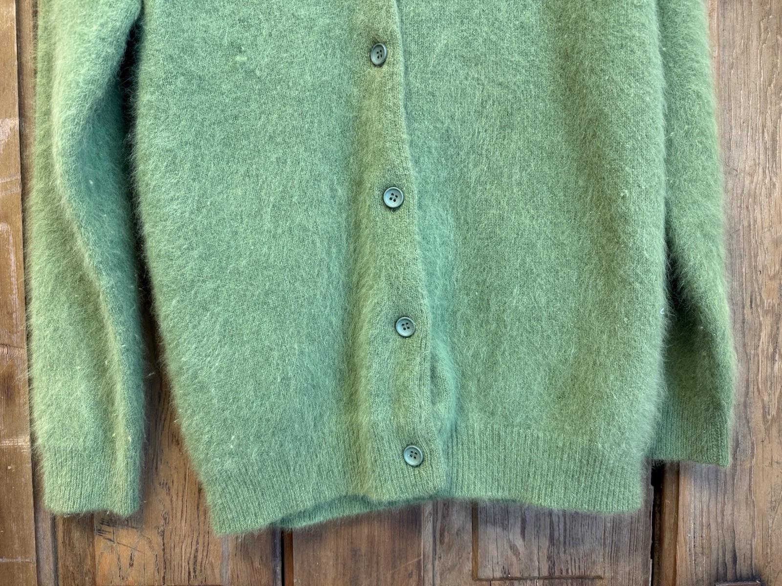 Vintage 1950’s angora lambswool Belair kelly green cardigan sweater med size 40