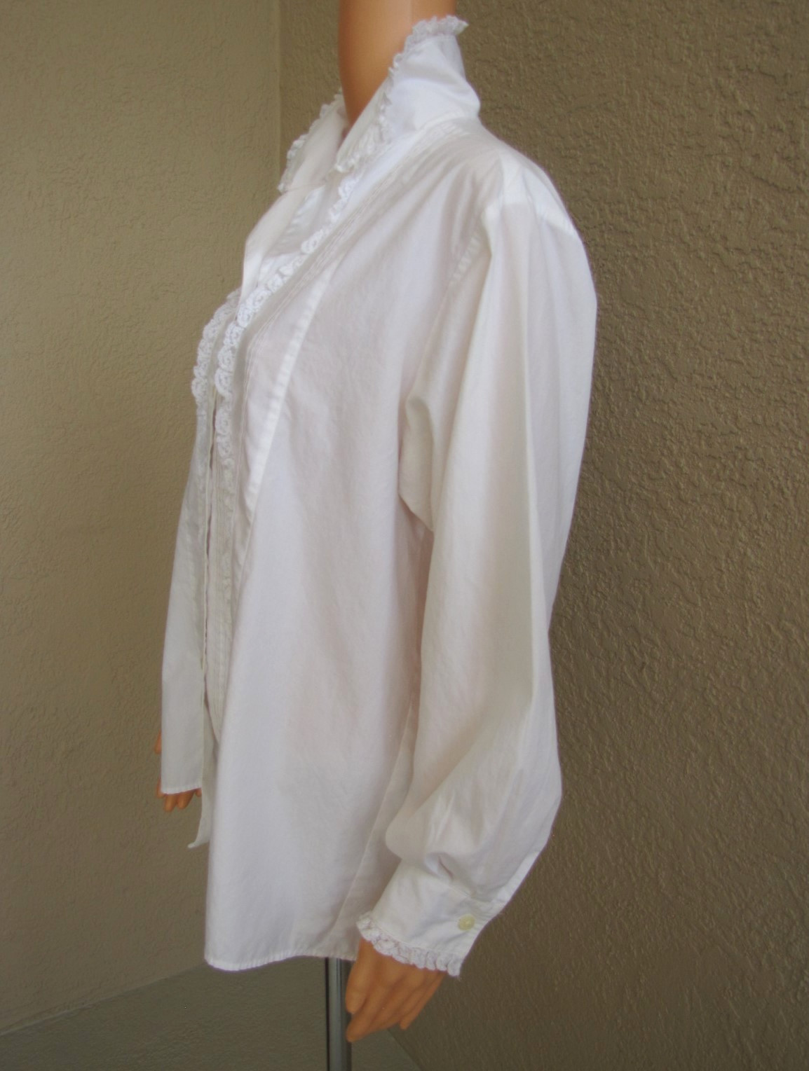 Vintage Late 1980s Laura Ashley White Cotton Victorian Style Blouse / Shirt