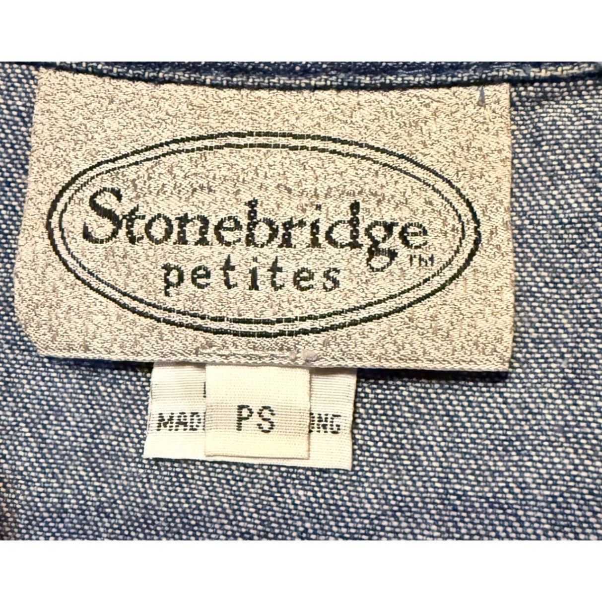 Vintage Stonebridge Petites Women Small Patriotic Blue Denim Vest Americana