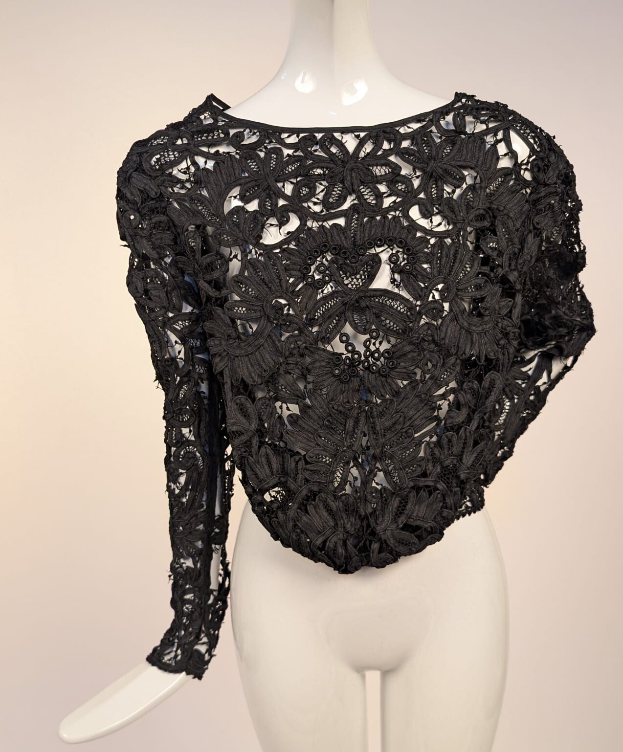 EARLY EDWARDIAN HAND MADE BLACK TAPE LACE BLOUSE – AS ACQUIRED