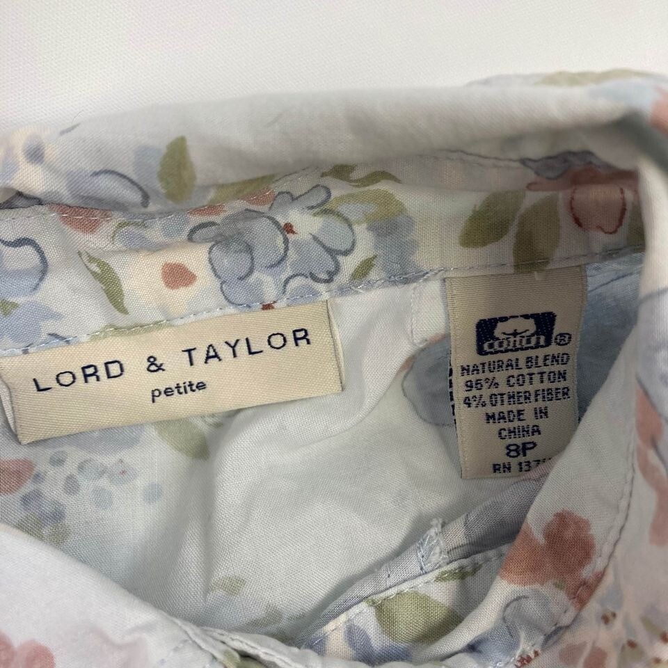 VTG Lord & Taylor Petite 8 S M Western Prairie Floral Blouse Snap Button Down