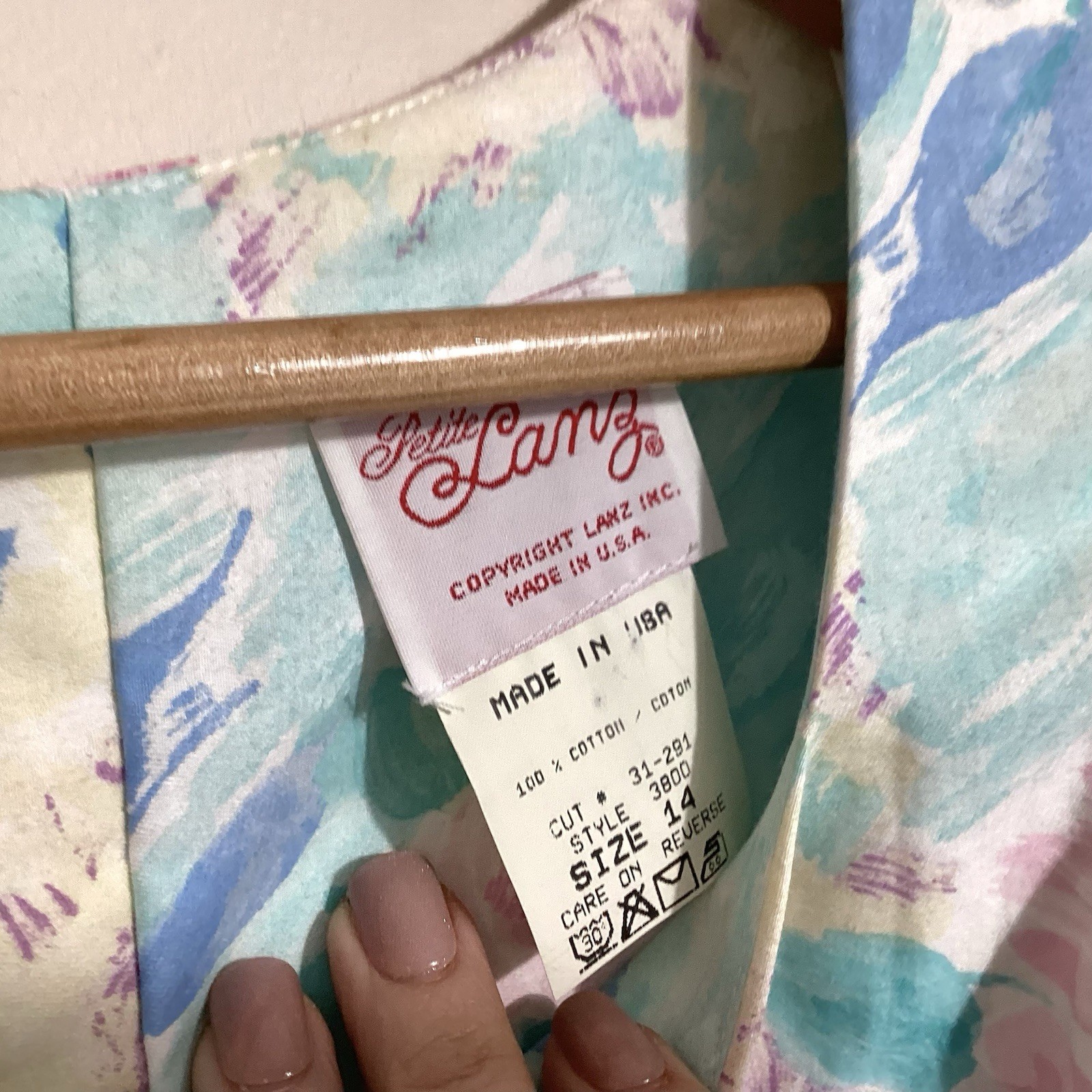 Lanz Petite Deadstock 80s 90s Floral Party Size 14 Cotton Cottagecore Garden