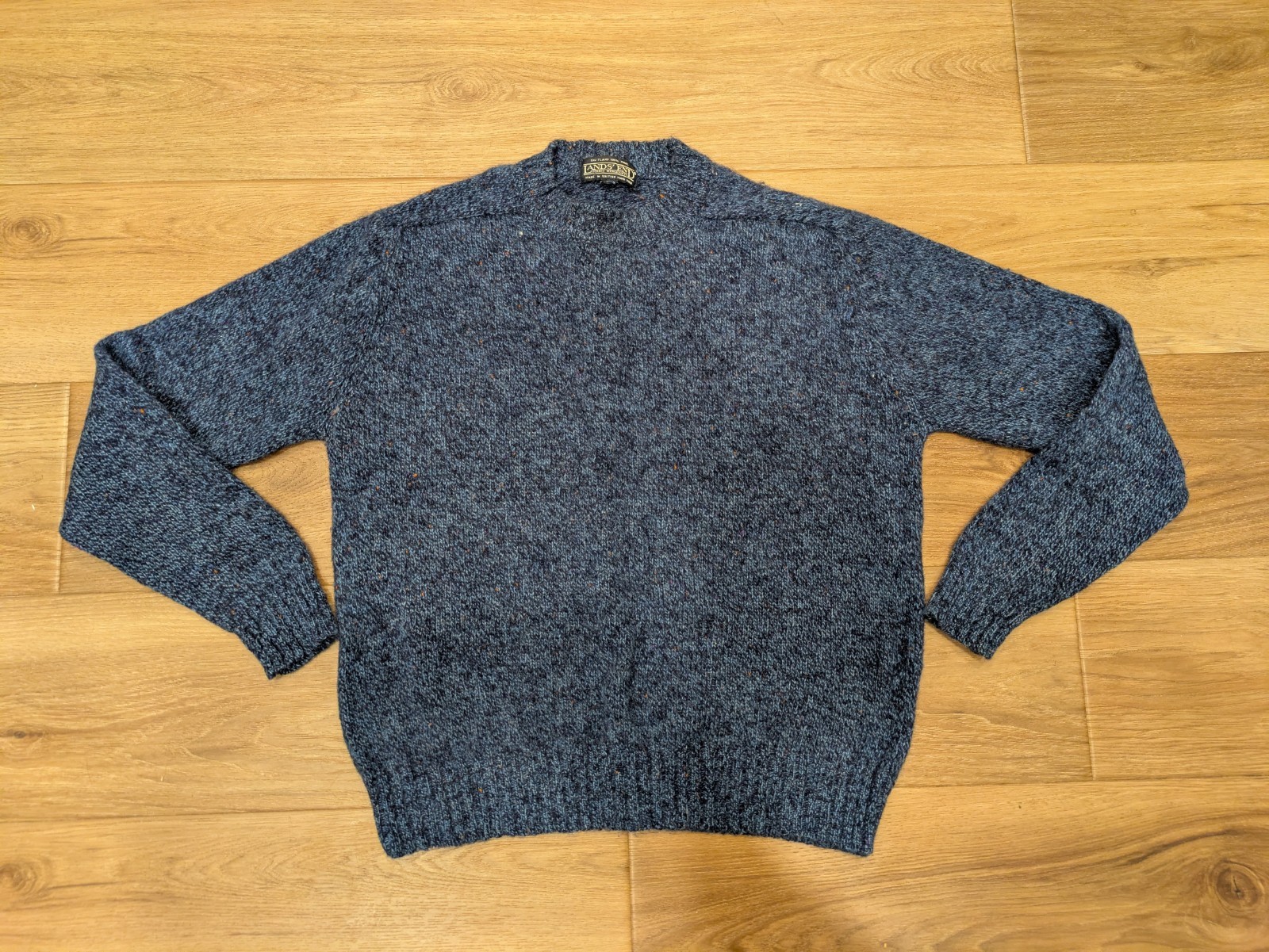 VTG Land’s End 100% Wool Blue Pullover Sweater Woman S/M See Measurements Damage