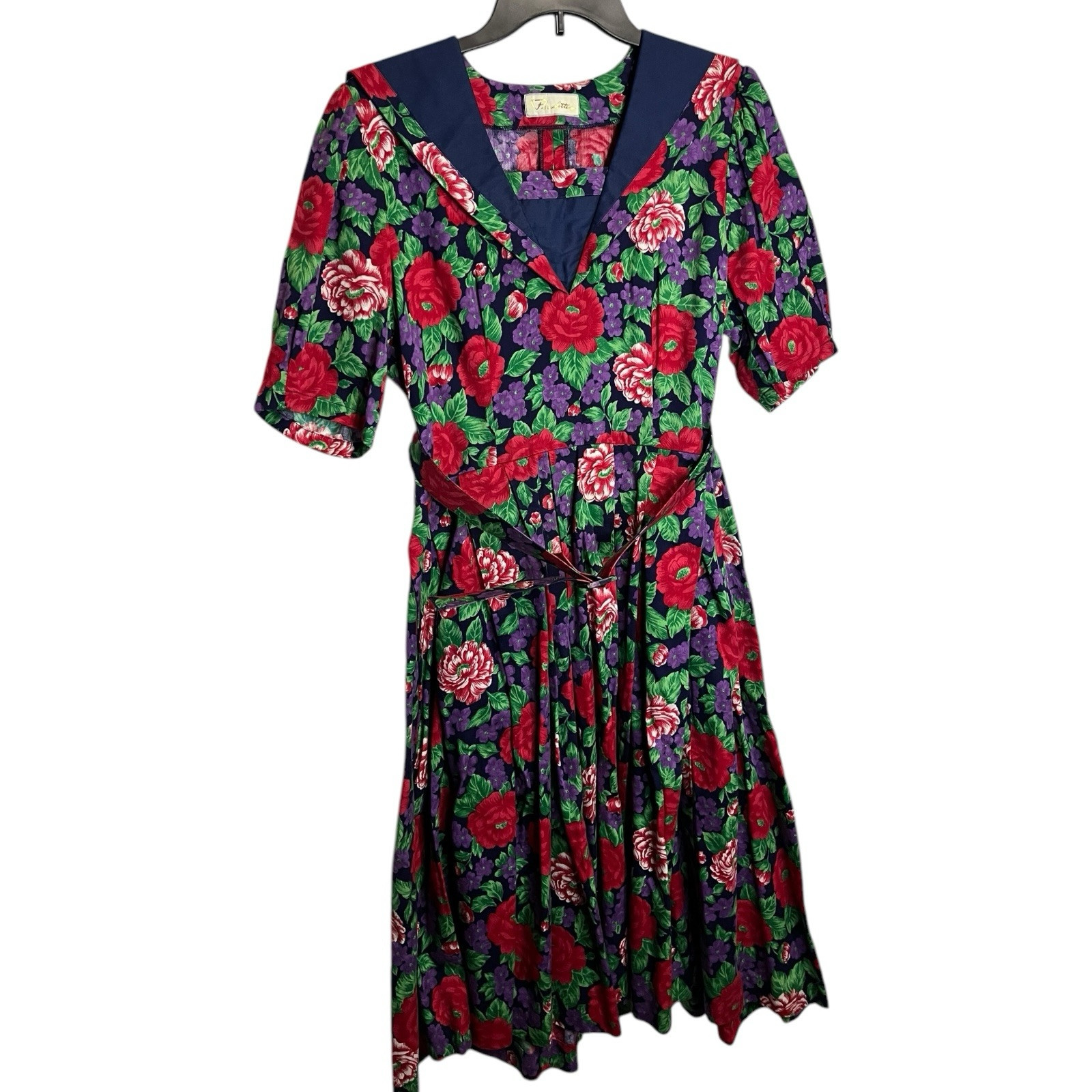Vintage Paulette’s Floral Belted Sailor Style Dress