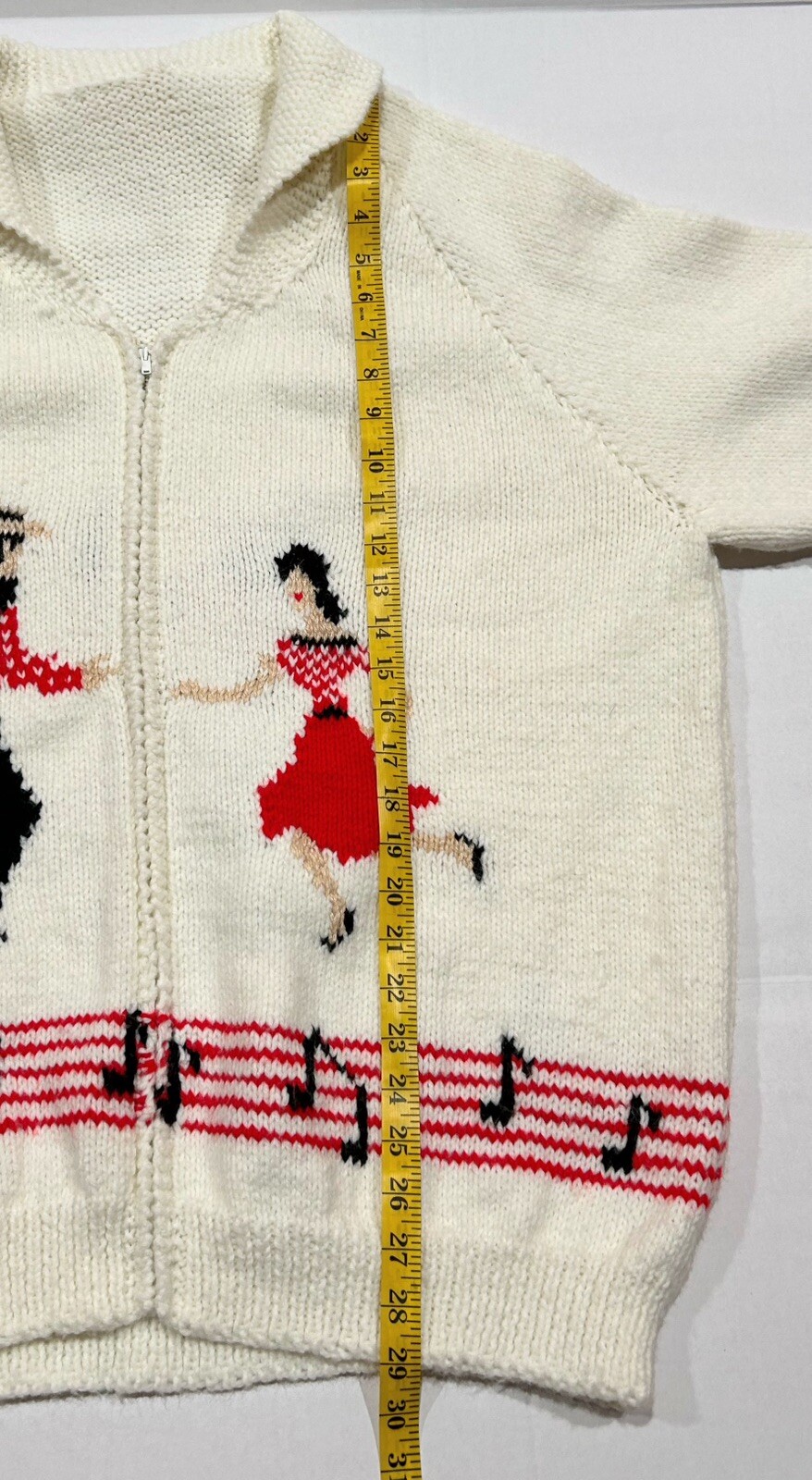 Hand Knit Cowichan Sweater Square Swing Dance 50s Style Full Zip Sz XL ? *READ