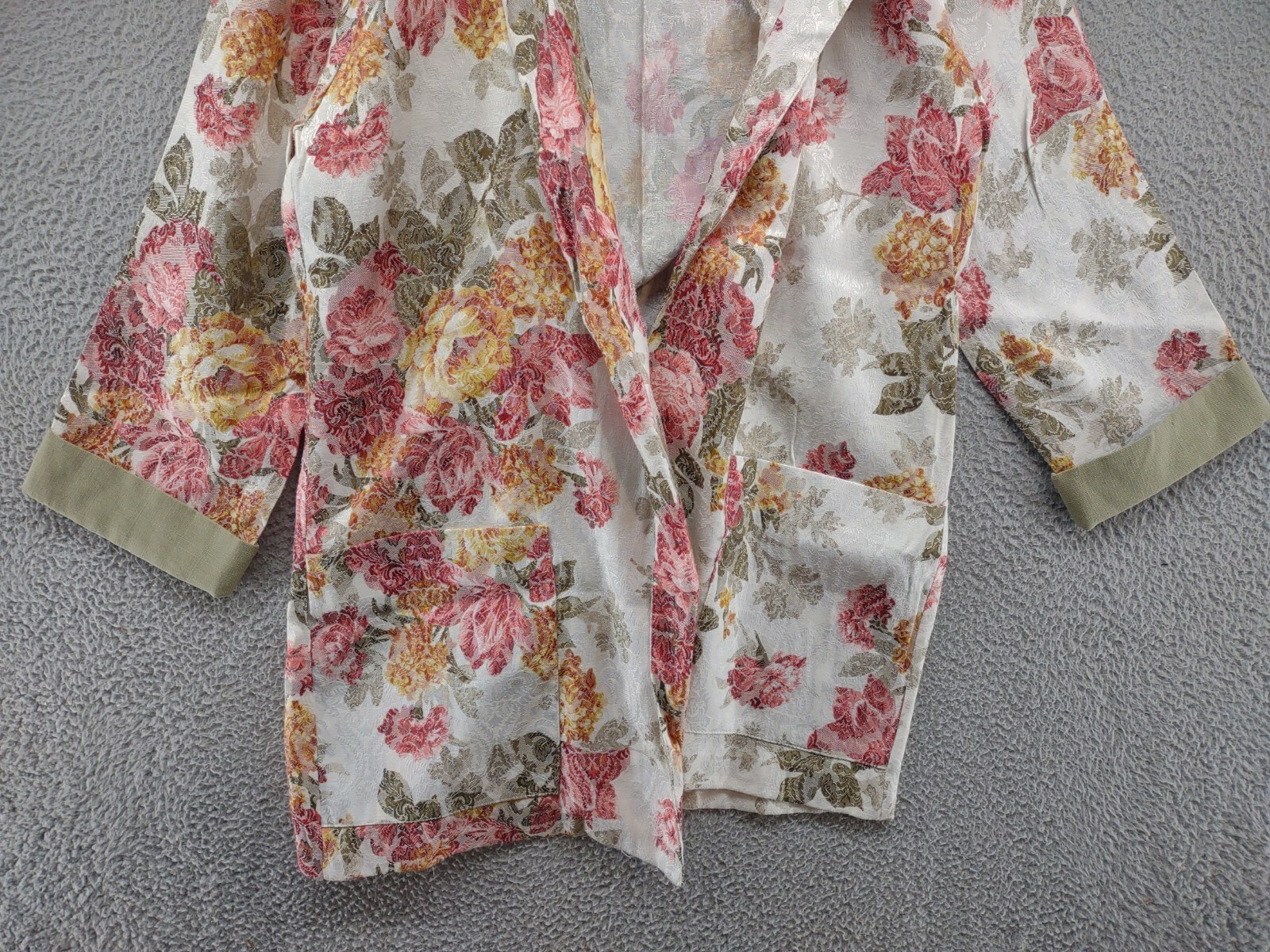 Vintage 80s SL Fashions Floral Long Open Blazer Cardigan in Size 18 USA Made
