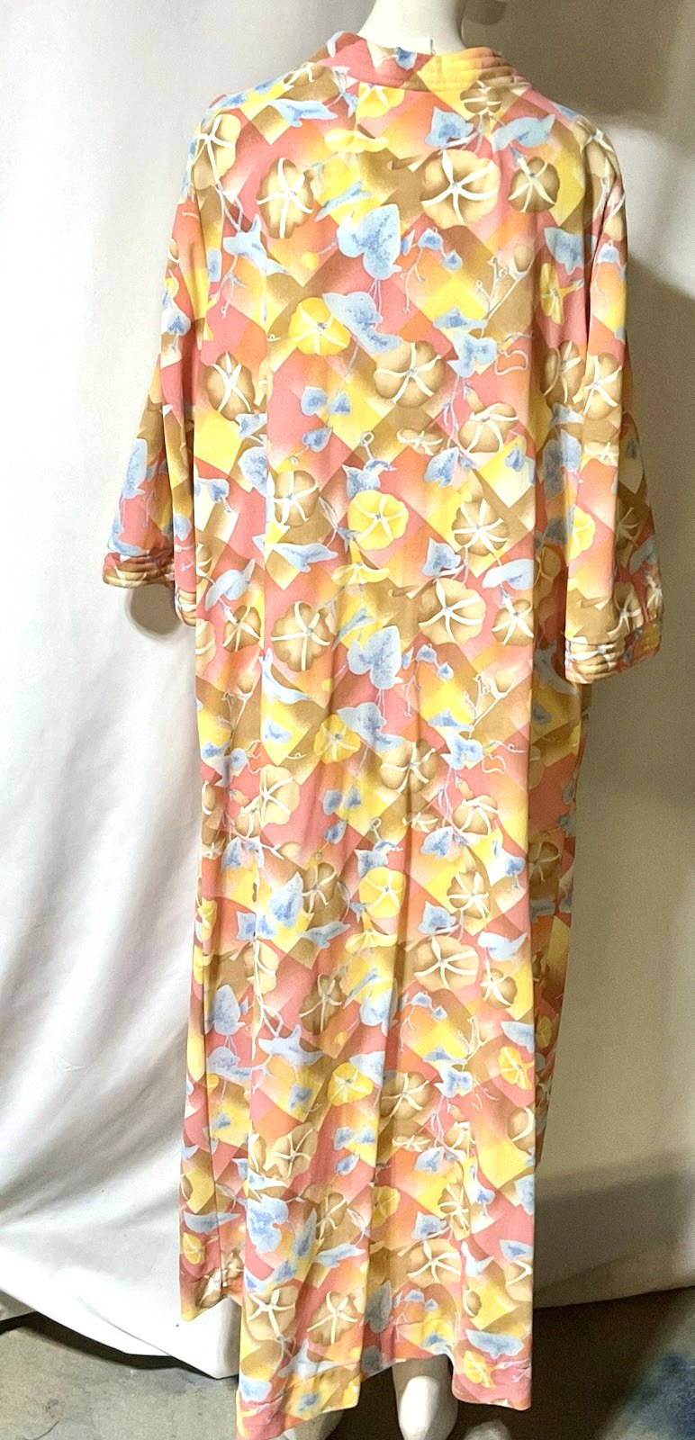 Retro 1980s Sears Take-a-Long House Robe Dress Women XL Multicolor Floral