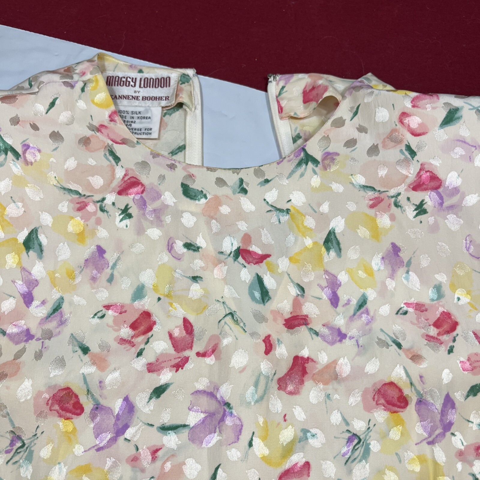 Floral SILK TIERED RUFFLES DRESS WHIMSY Fairy COQUETTE prairie Yellow Pink Sz 14