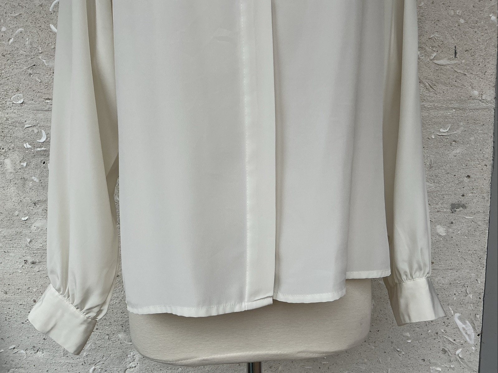 Vintage Worthington Blouse 14 Large Cream 80s Secretary Ruffle Tie Lace Pleated