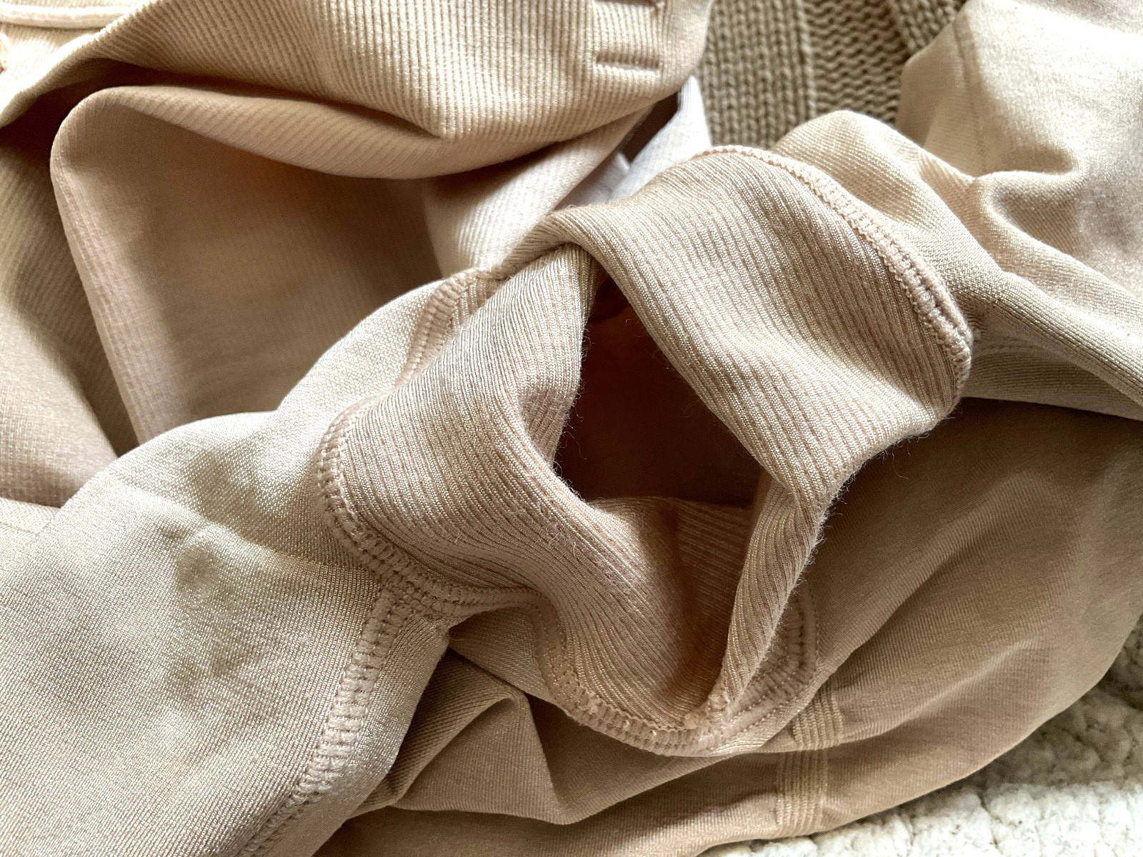 Spanx Sara Blakely Shiny Beige Girdle Open Gusset High Waist Shape-ware Sz. L