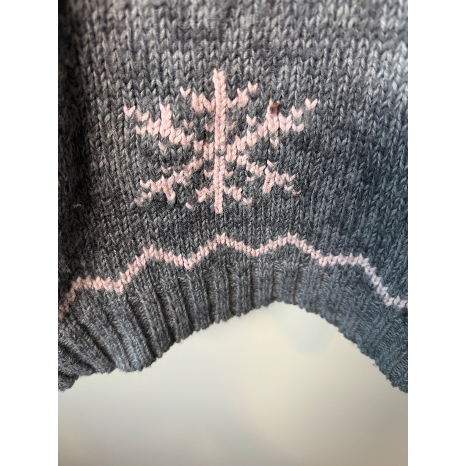 Vintage Best American Clothing Co. Gray Pink Wool Blend Snowflake Sweater M Ski
