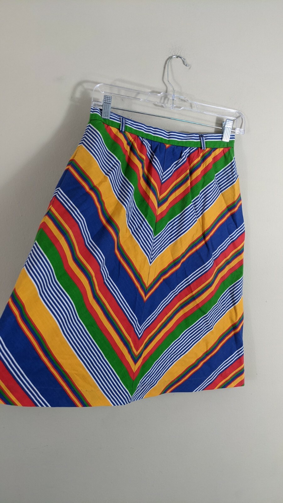 1970’s cotton A line striped True Vintage Skirt pockets 27 inch waist stripes