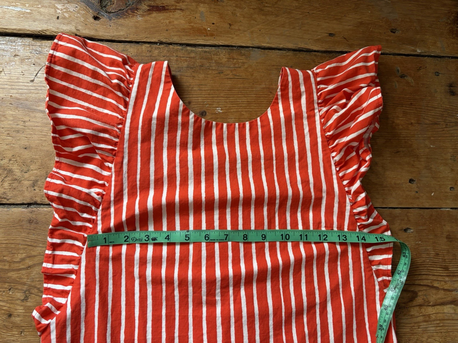 Vintage 1960s 1970s Marimekko Mariessu Red White Piccolo Stripe Apron Dress S