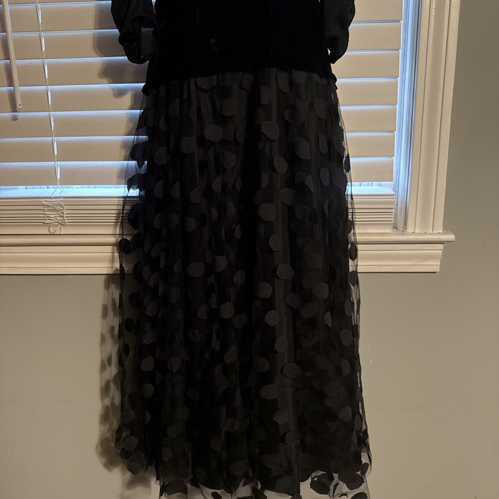 1970S Golden Gate Black Tule And Velvet Vintage Size 38 Or 8