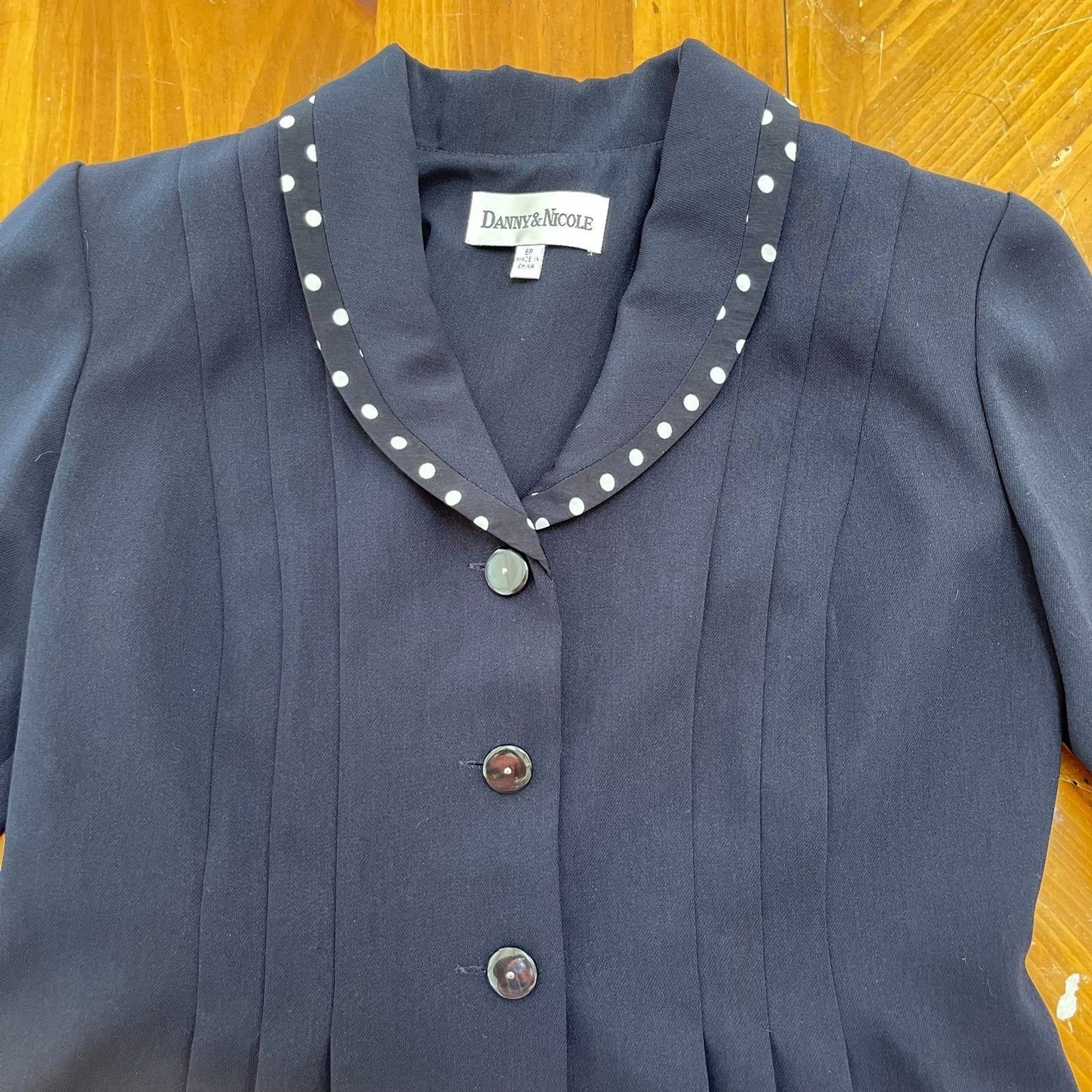 Danny & Nicole Blue Blazer 6P Shoulder Pads Pleats 1990s