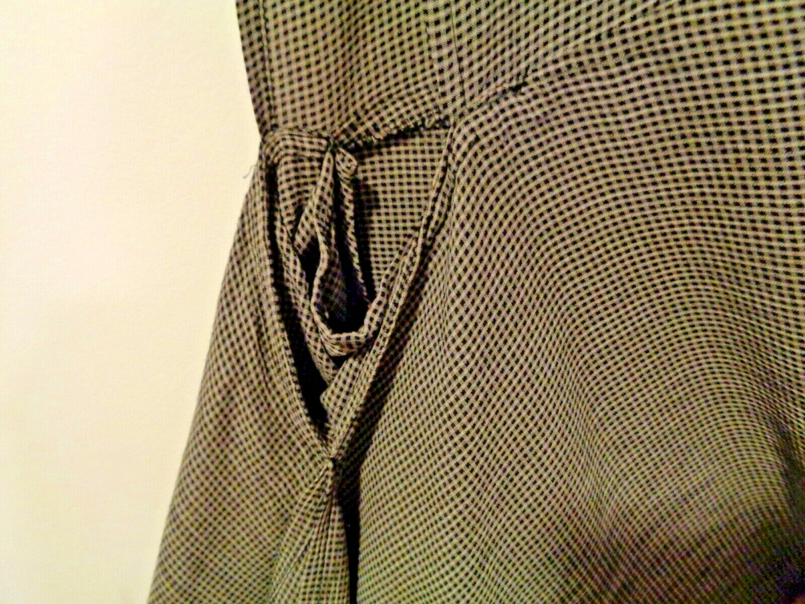 Vintage S FLAX Jeanne Engelhart „Pinafore Shortened” Dress Top Black Check Rayon