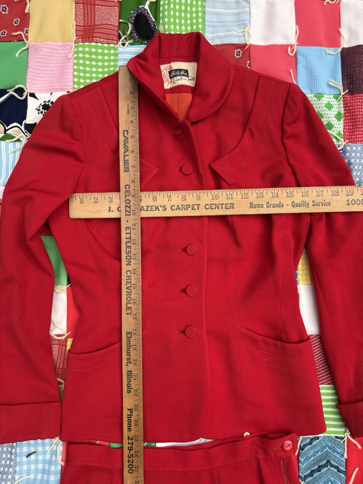 1960s Betty Rose Red Coat & Skirt Set Women’s Vintage