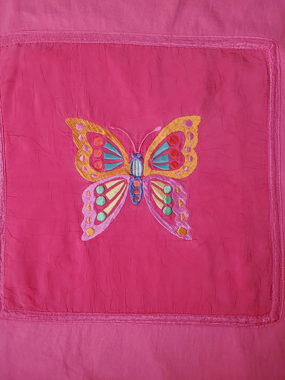 Vintage Johnny Was Embroidered Butterfly Boho Hippie Festival OSFA Pink Indie