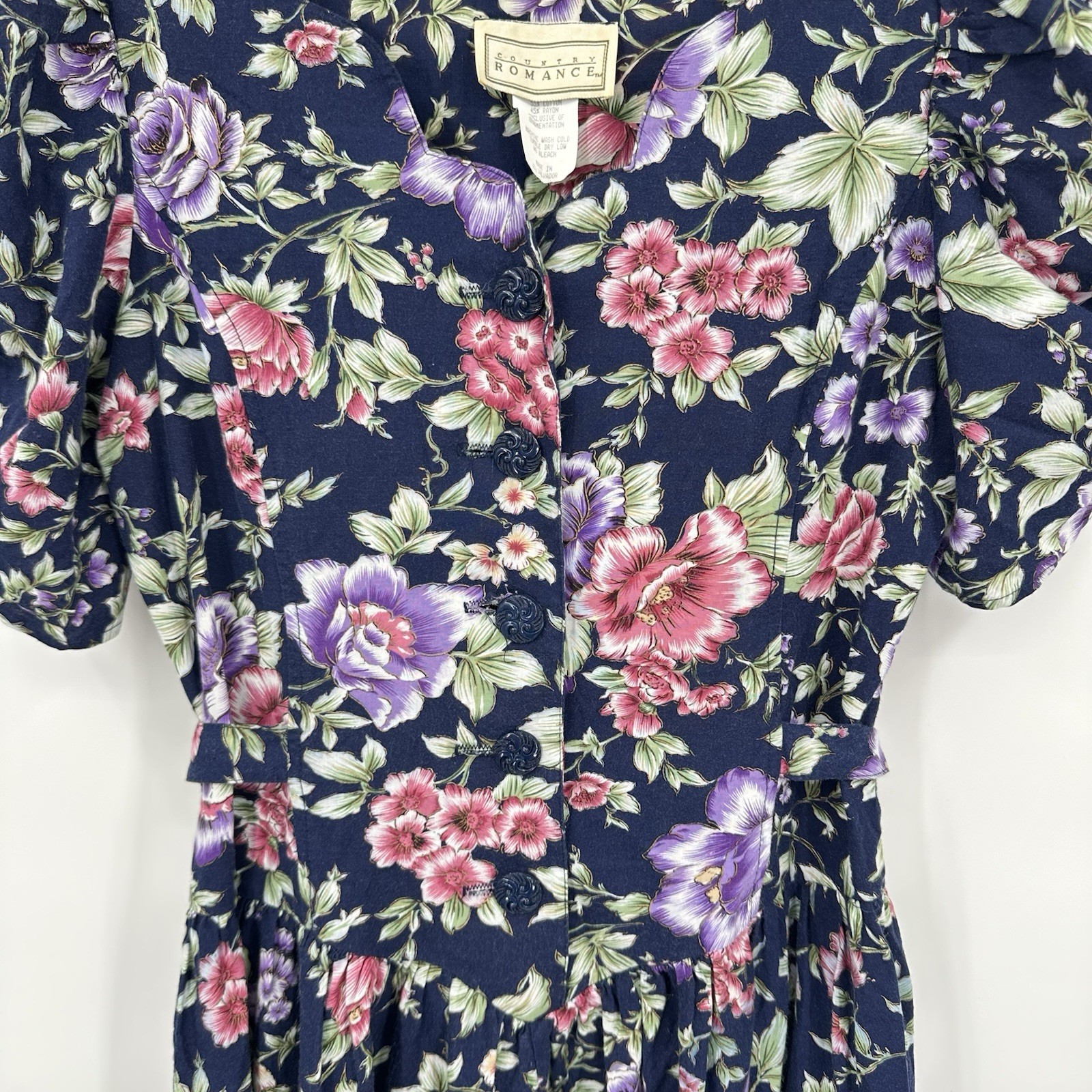 vintage 80s COUNTRY ROMANCE MAXI DRESS floral XL cottagecore prairie equestrian