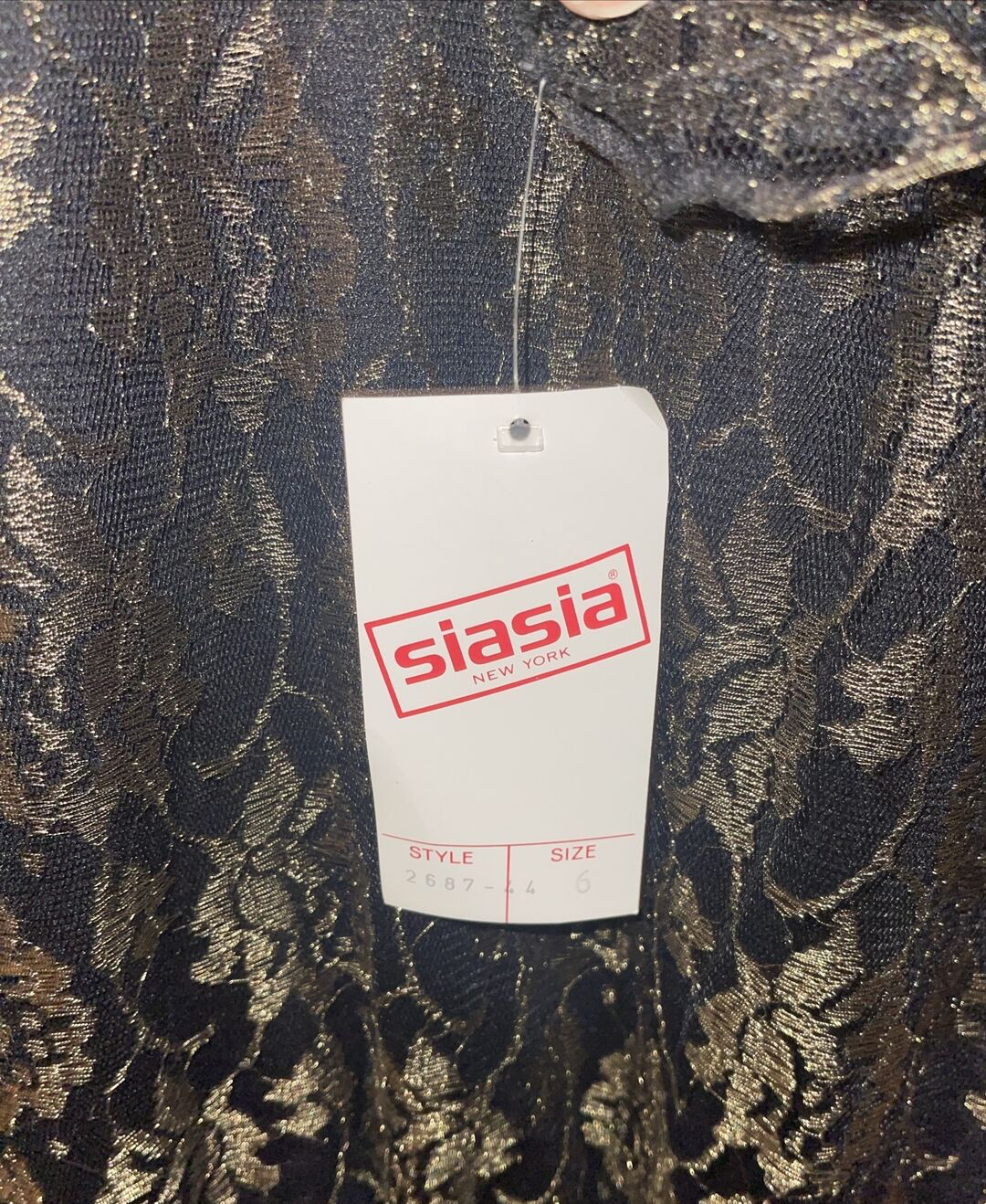 SIASIA NEW YORK Dress Size 6 Made in USA Black with Gold
