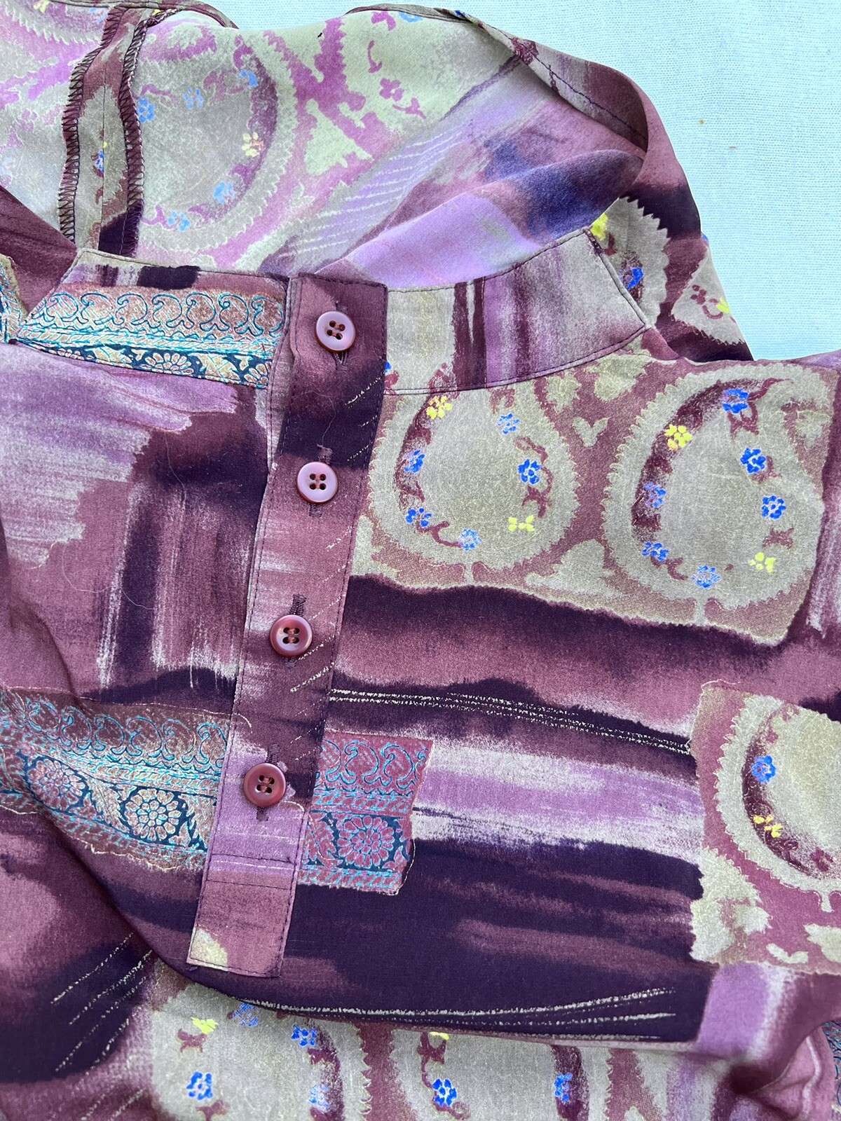 Christian Aujard 90s Vtg Paisley Cowl Blouse LS Pullover 86/90cm Japanese import