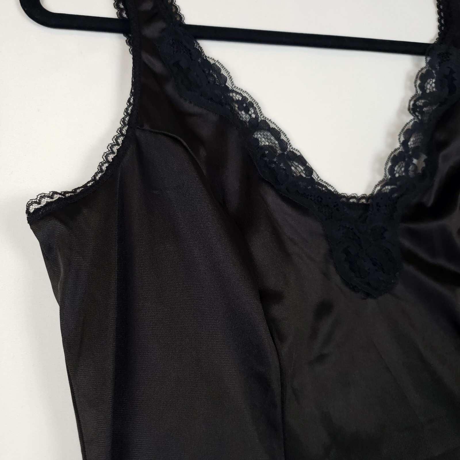 Vintage Greenco Maid Camisole Womens Medium 6 All Nylon Black Lace Trim NWT