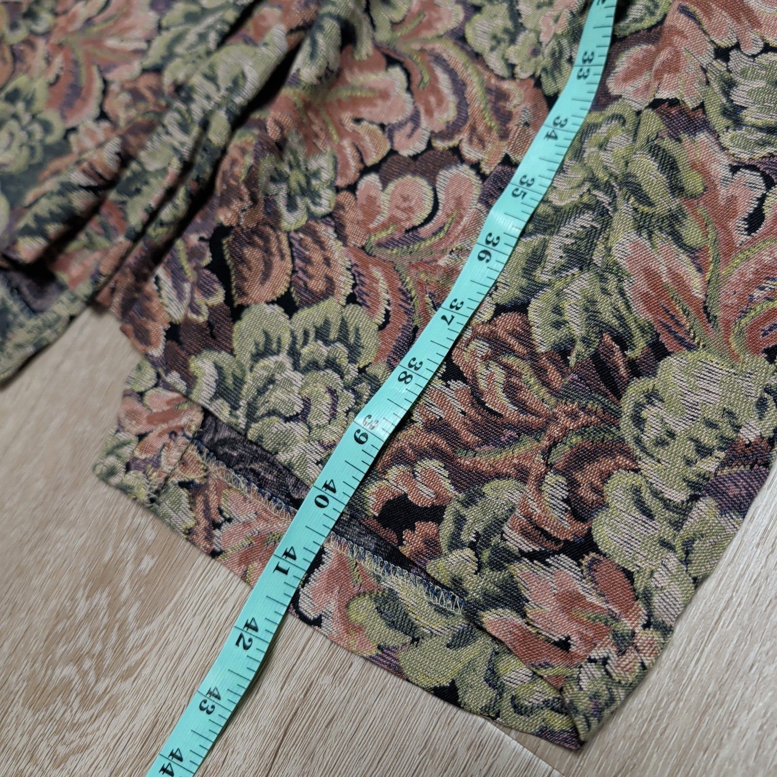 Vintage 80s Peri Petites Floral Tapestry Midi Dress Belted Button Bib Made USA