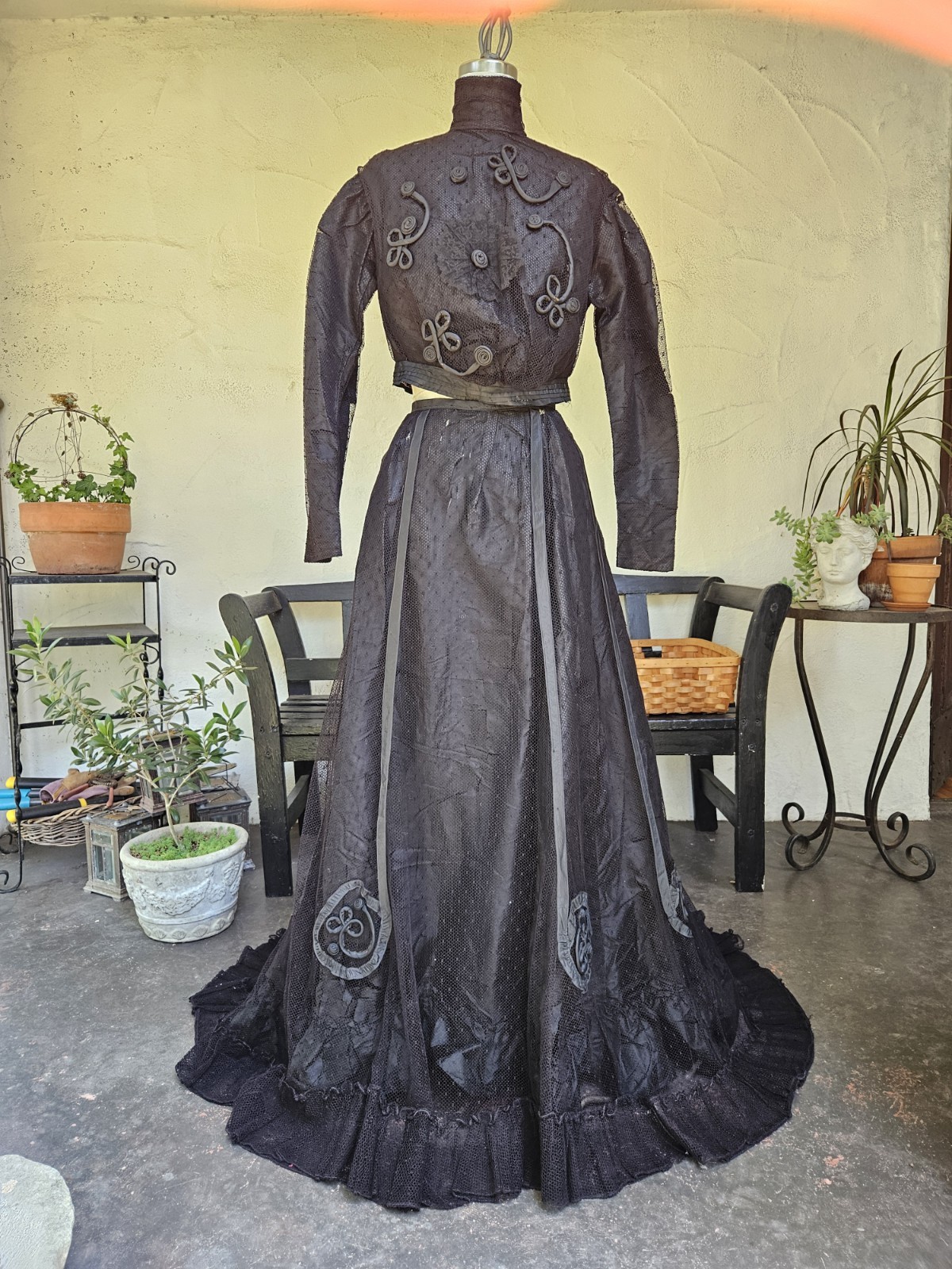 Haunted Antique 1800s Victorian Mourning Dress 2 Piece Black 19th Century Size M