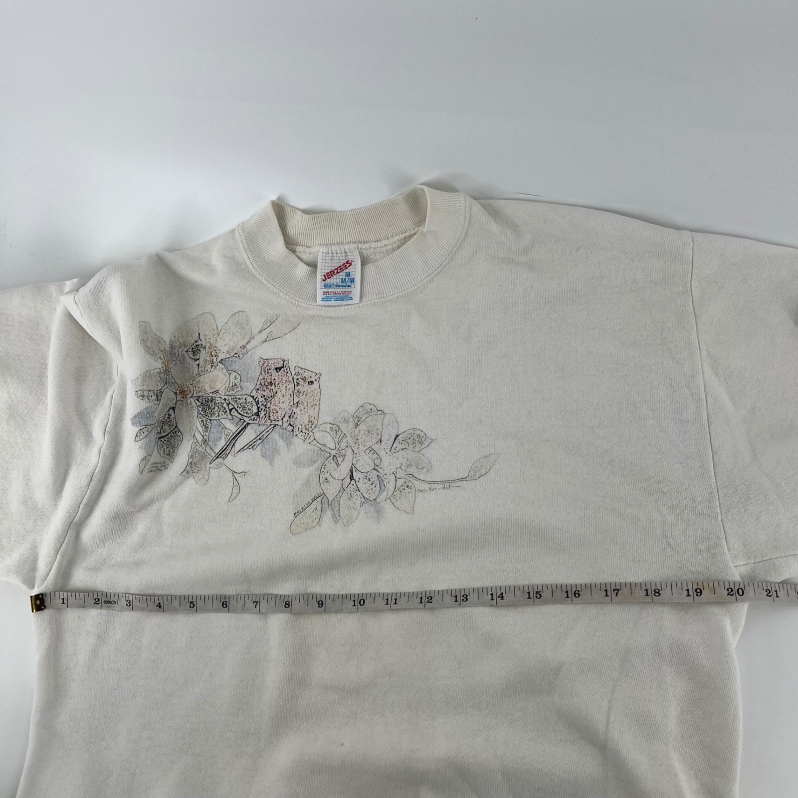Vintage 1991 Cardinal Dogwood Bird Sweatshirt Made USA Jerzees M Cottagecore