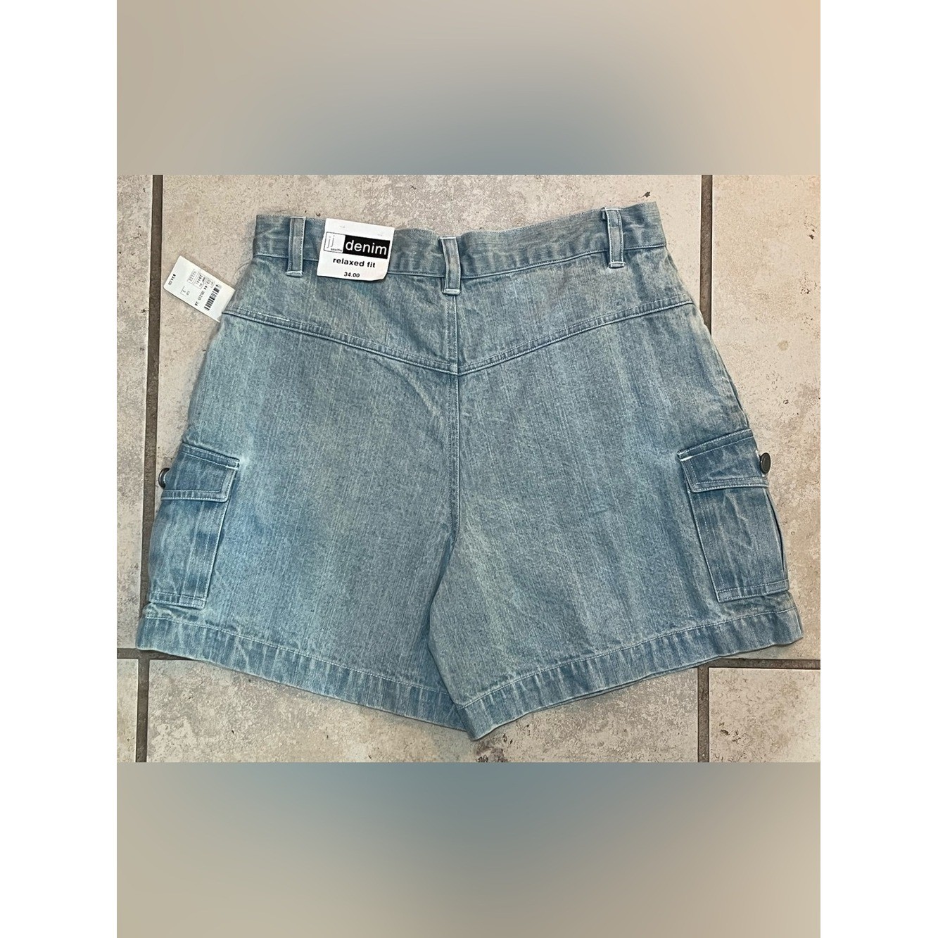 Deadstock Y2K Jay Jacobs Denim Cargo Shorts Womens 3/4 Light Wash Utility NWT