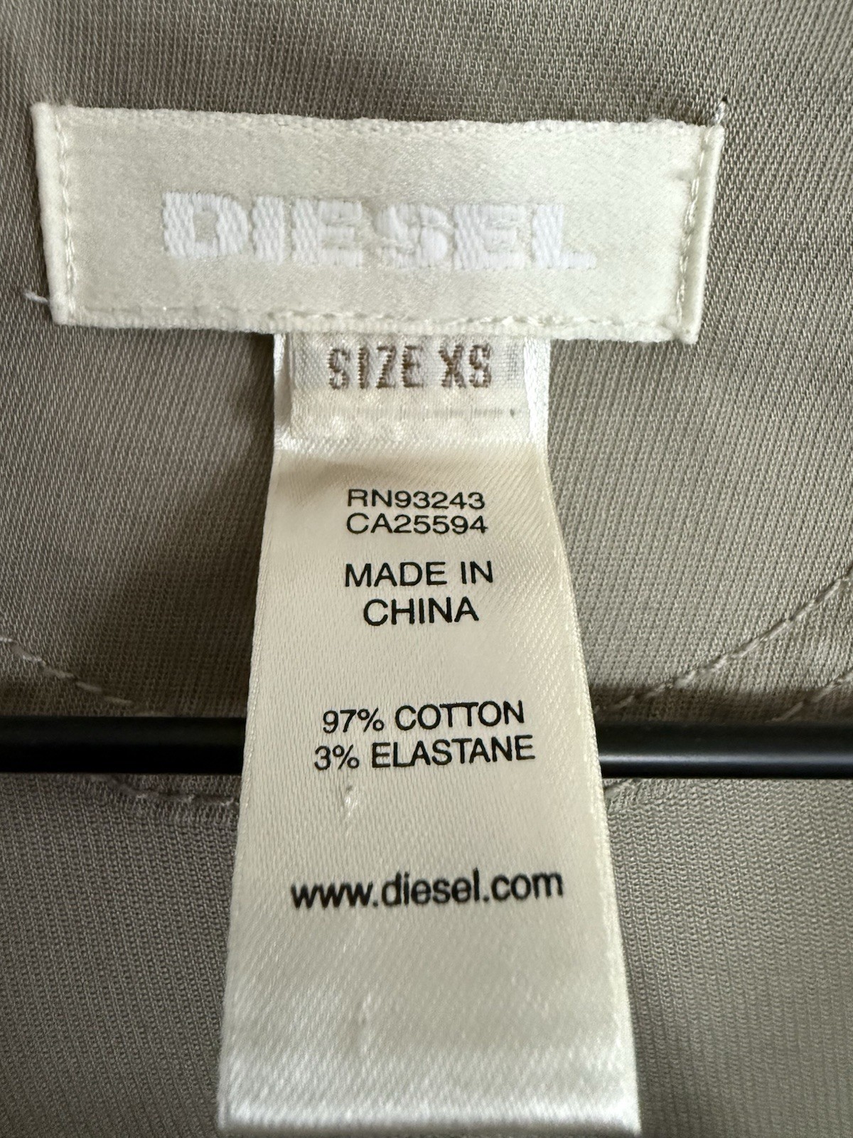 Vintage Diesel Y2K olive green military-style zip button collared dress XS