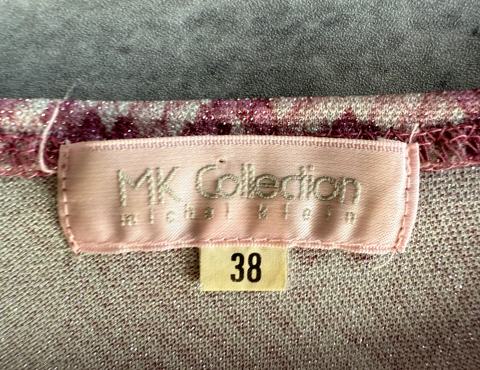 Vintage MK Collection Michel Klein Itokin Pink Snakeskin Glitter Top Sz 38 Japan