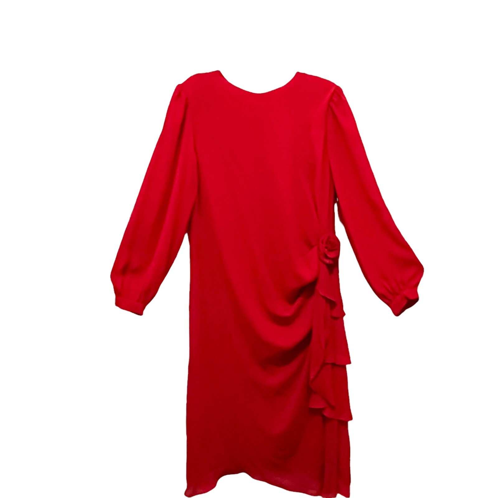 80s Cocktail Dress Womens Size 16 Vintage Original Red Sheer Layered Evening