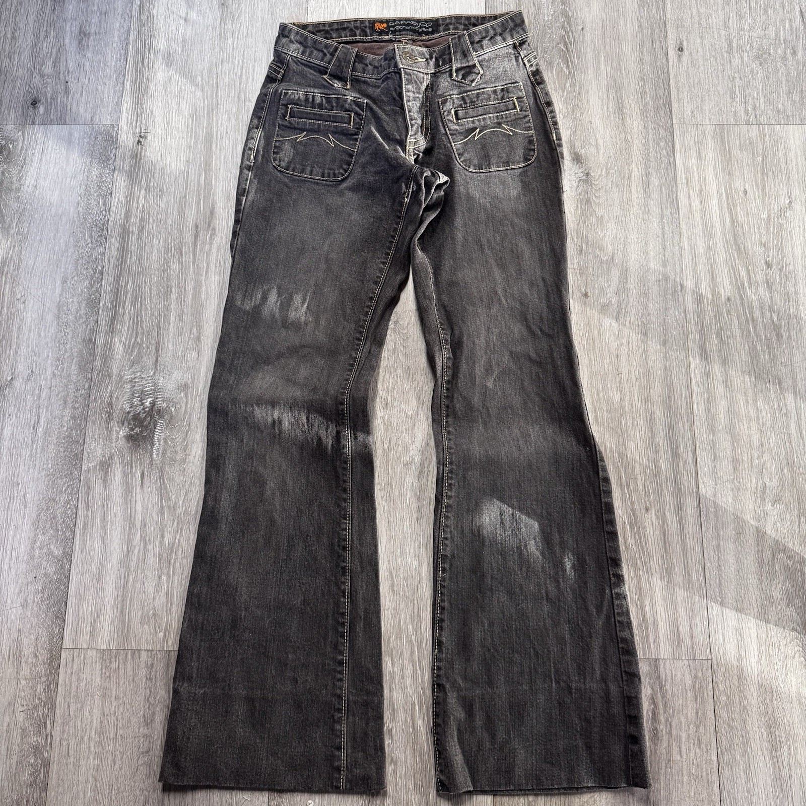 Vintage Parasuco Ergonomic Black Bareback Denim Jeans Size 24″