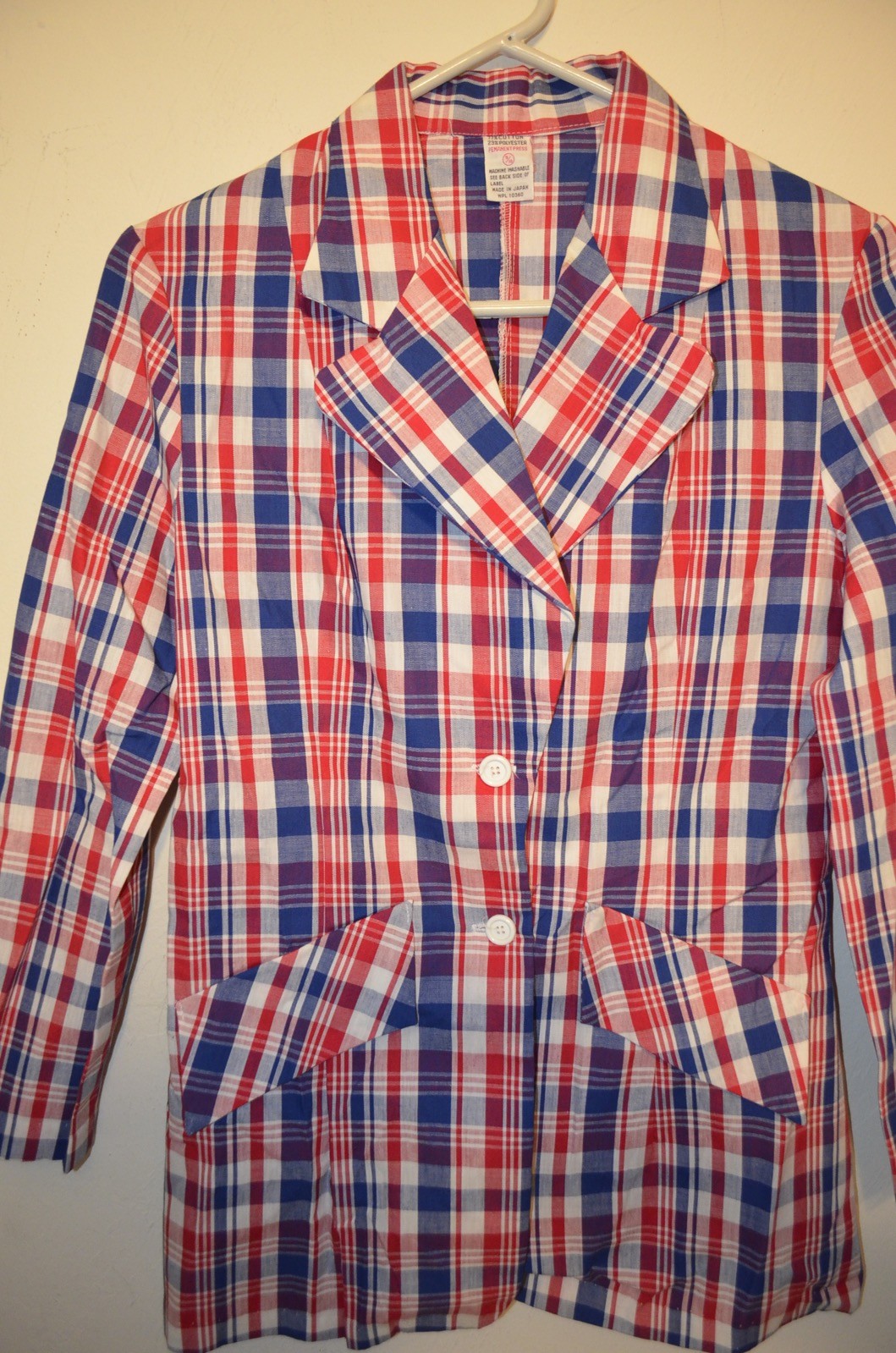 Retro Plaid Single Stitch Patriot American Grandma 9/10 S/M Jacket VTG 50s 60s