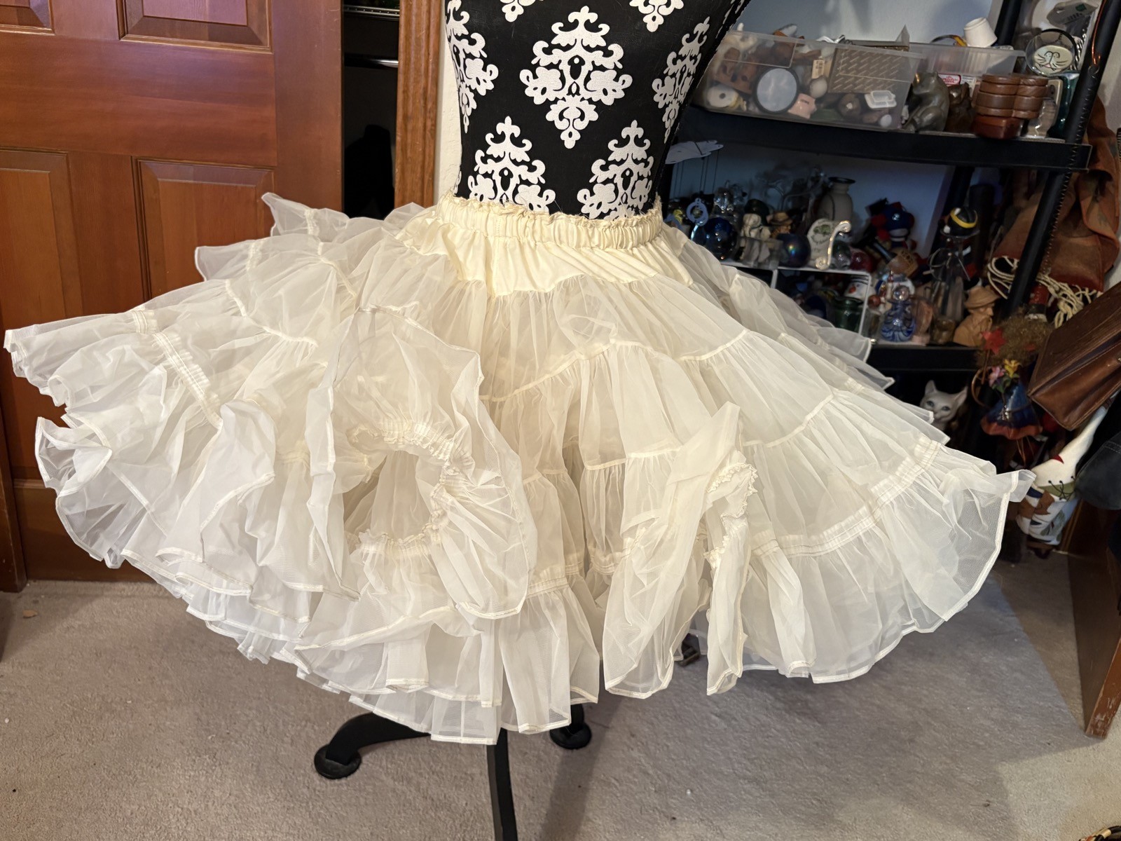 Vtg Malco Modes San Francisco White Square Dancing Petticoat M Rockabilly