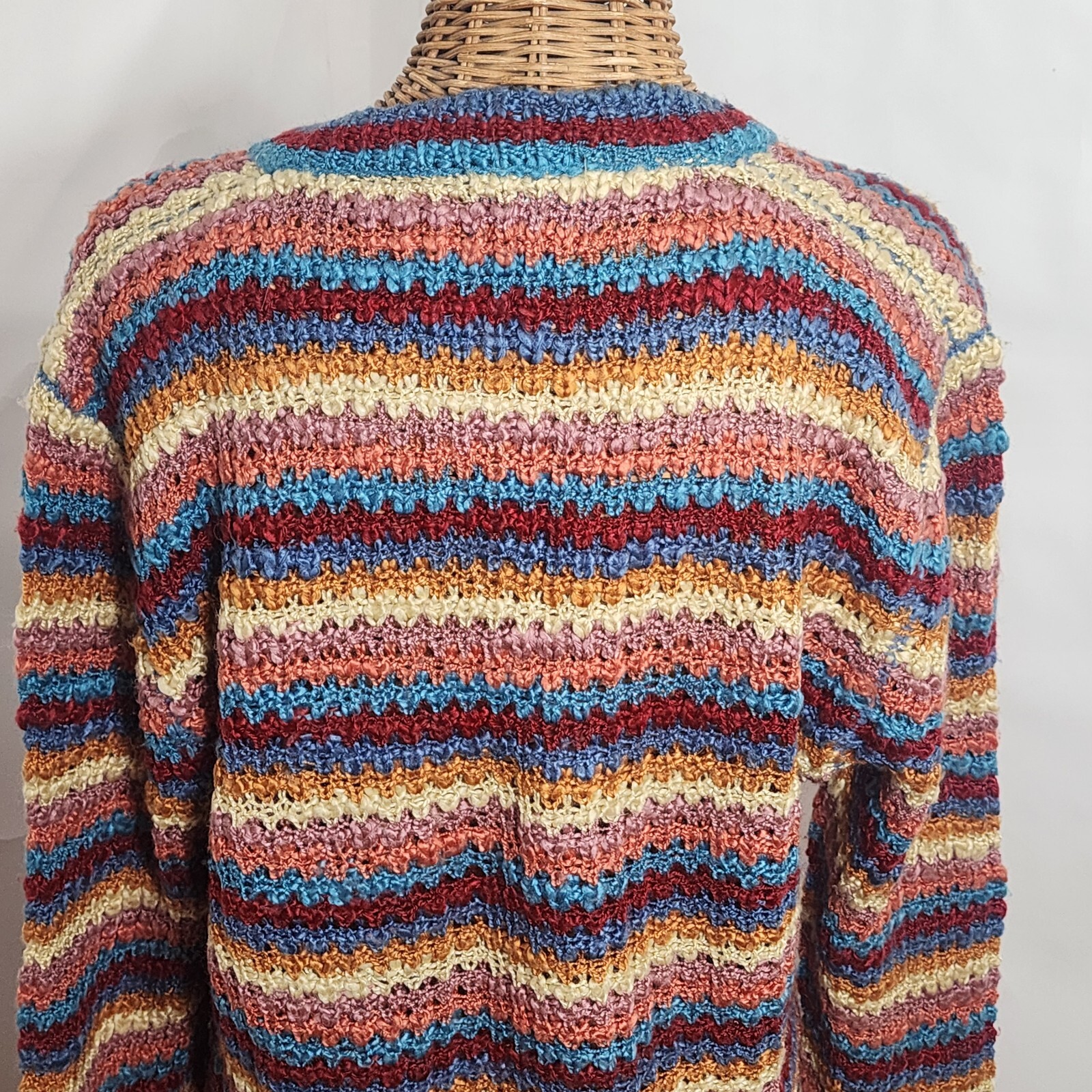 Vintage Givenchy for Chesa 100% Acrylic Knit V-Neck Multi-Colored Sweater Size M