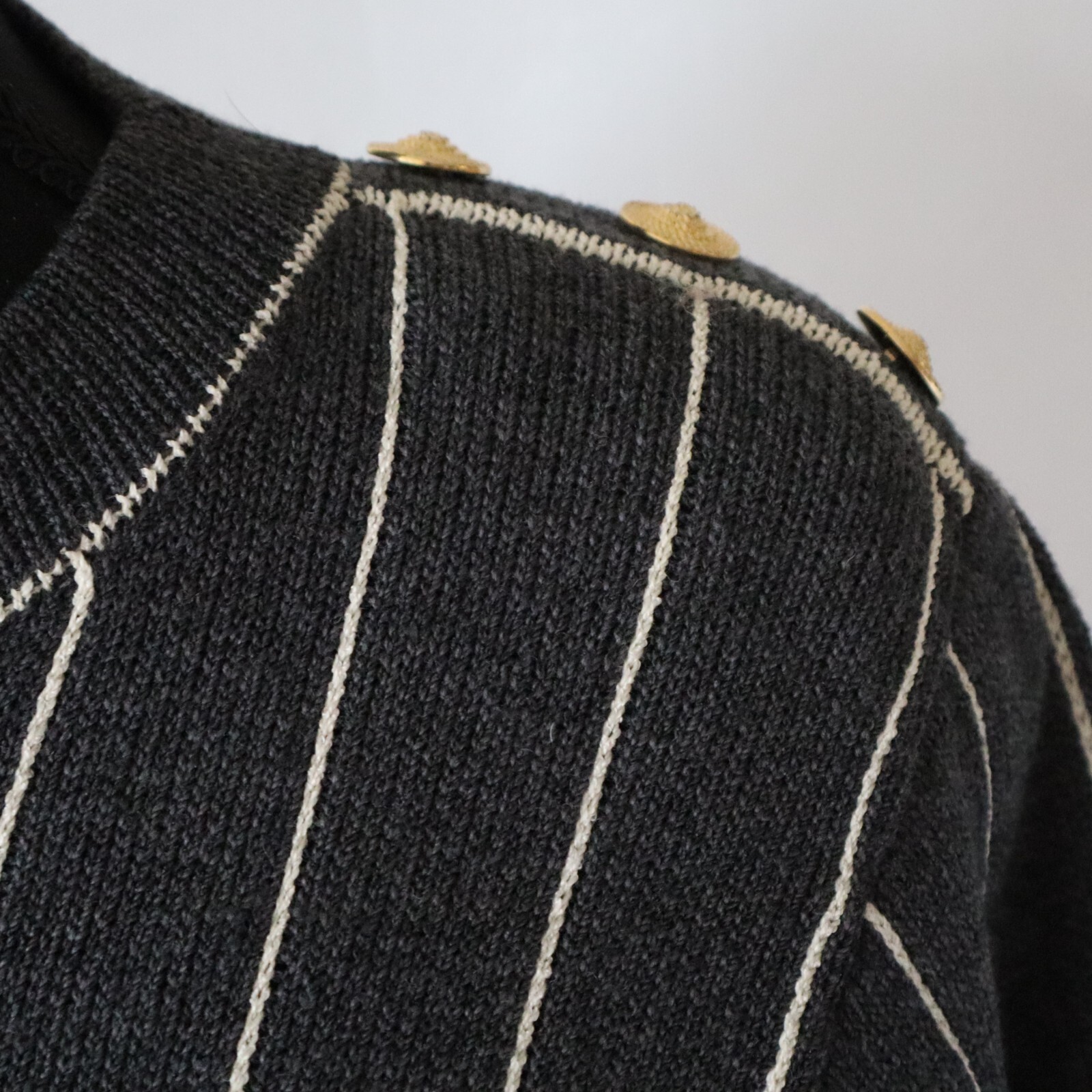 Vtg Don Sayres Wellmore Wool Knit Dress Navy Blue Pinstripe Long Sleeve Sz 10