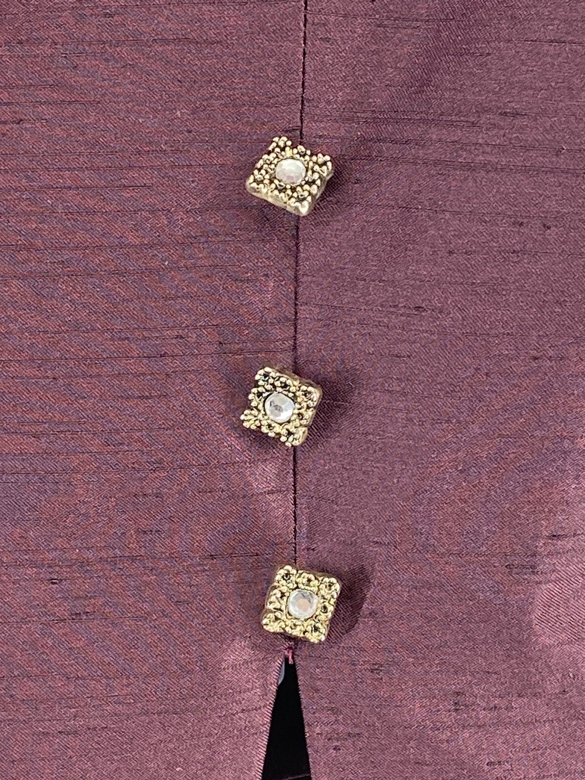 Vintage 2 Piece Top & Skirt XS Women’s Purple Plum Tafetta Rhinestone Sleeveless